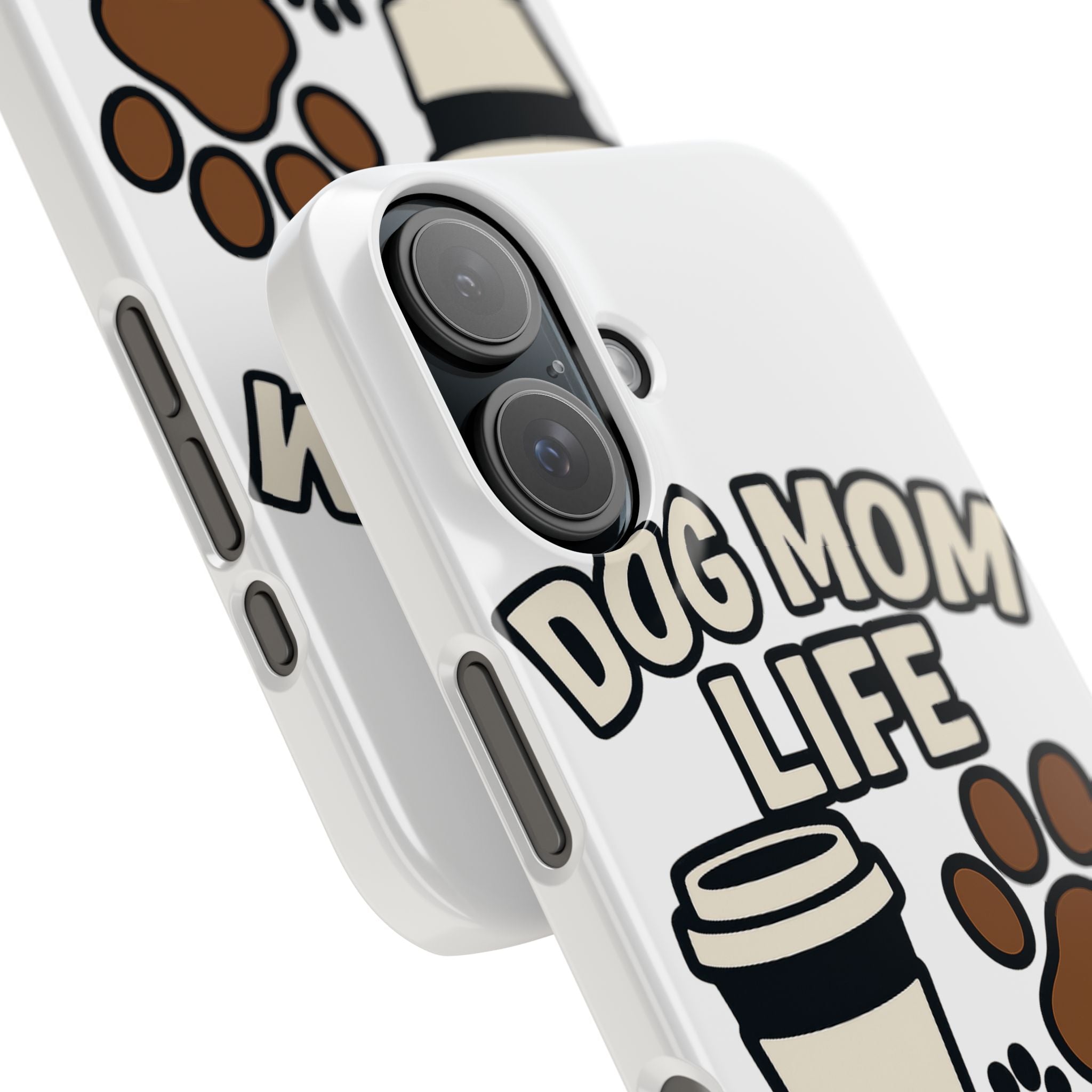 Dog Mom Life Phone Case, Coffee & Paws Illustrated Design, Gift for Dog Lover, Pet Parent Phone Case, Dog Owner Gift