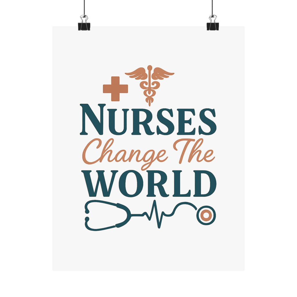 Nurse Motivation Poster, Nurses Change The World Wall Art, Nursing Graduation Gift, Nurse Office Decor, Medical Typography Print