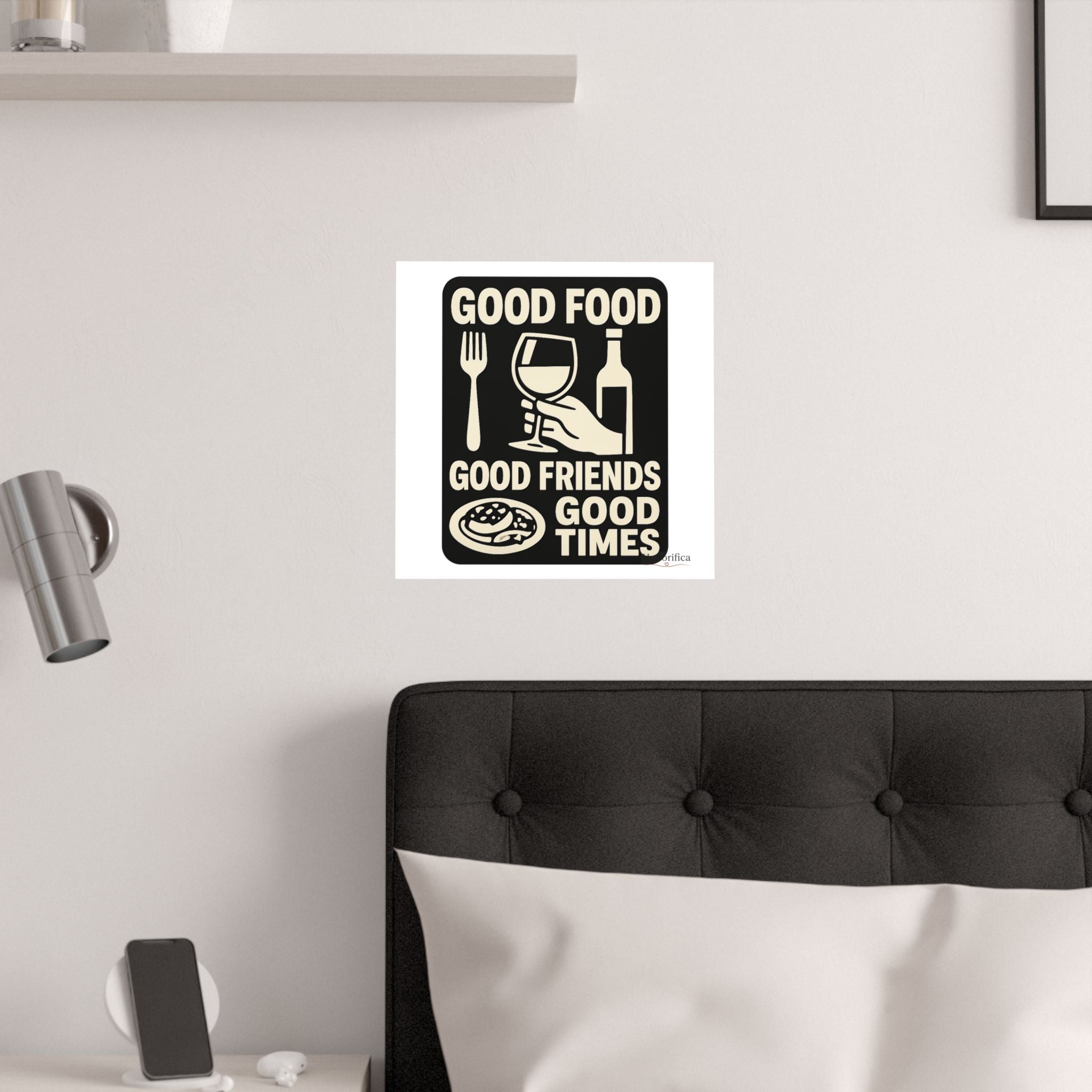 Good Food Good Friends Good Times Poster, Kitchen Wall Art, Dining Room Decor, Friendship Quote Print, Hostess Gift Wine Lover
