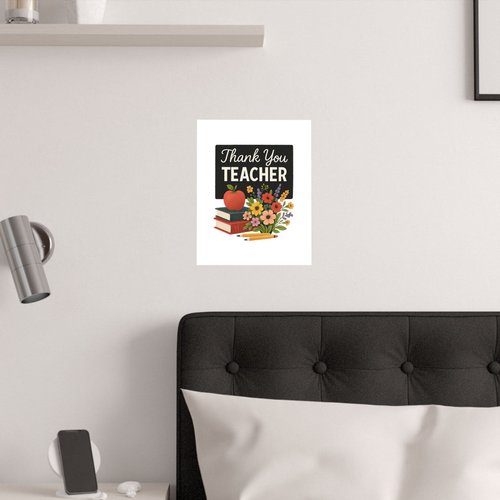 Thank You Teacher Gift Wildflower Watercolor Poster Classroom Wall Art Appreciation Print End of Year School Decor