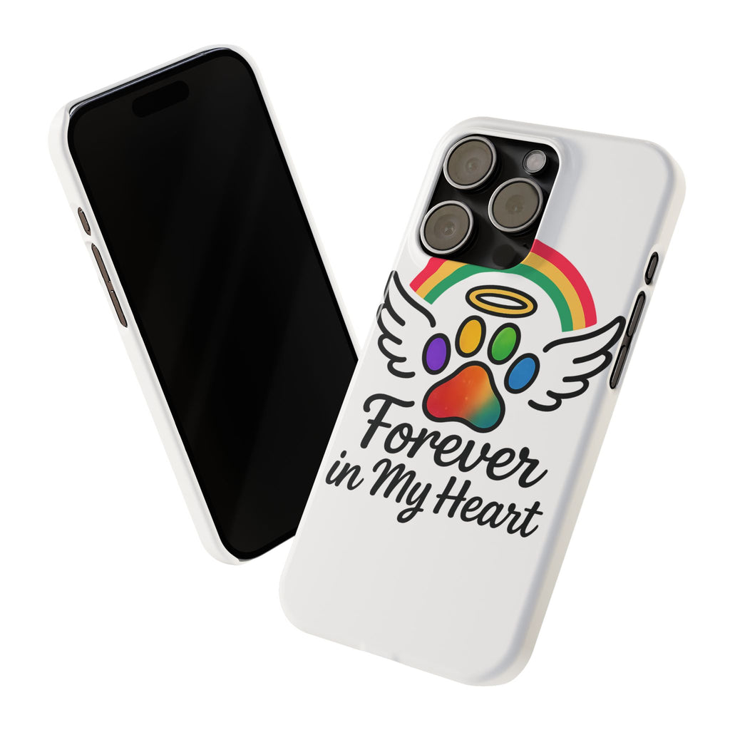 Rainbow Bridge Pet Memorial Phone Case Forever in My Heart Dog Cat Loss Sympathy Gift Remembrance Watercolor Paw Print Angel Pet