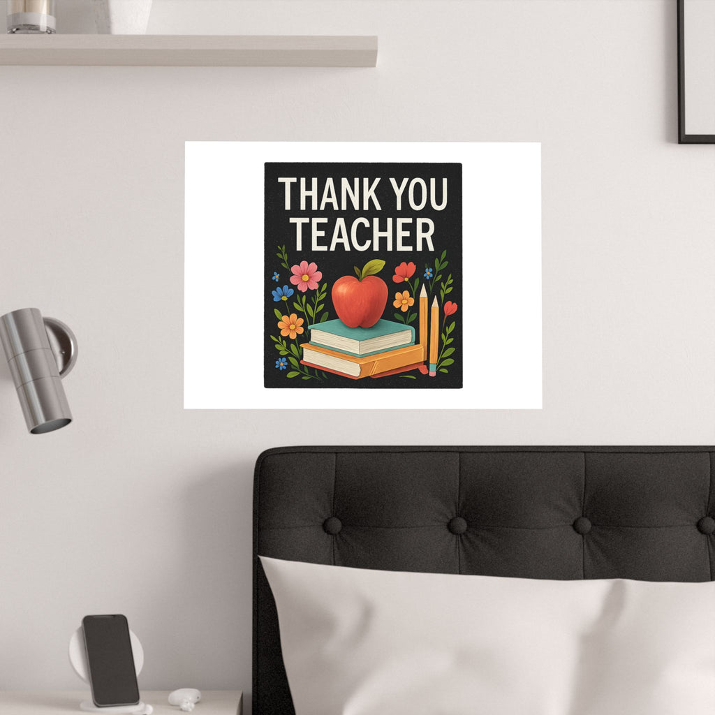 Thank You Teacher Gift Poster, Wildflower Watercolor Classroom Decor, Teacher Appreciation Wall Art, End of Year Gift