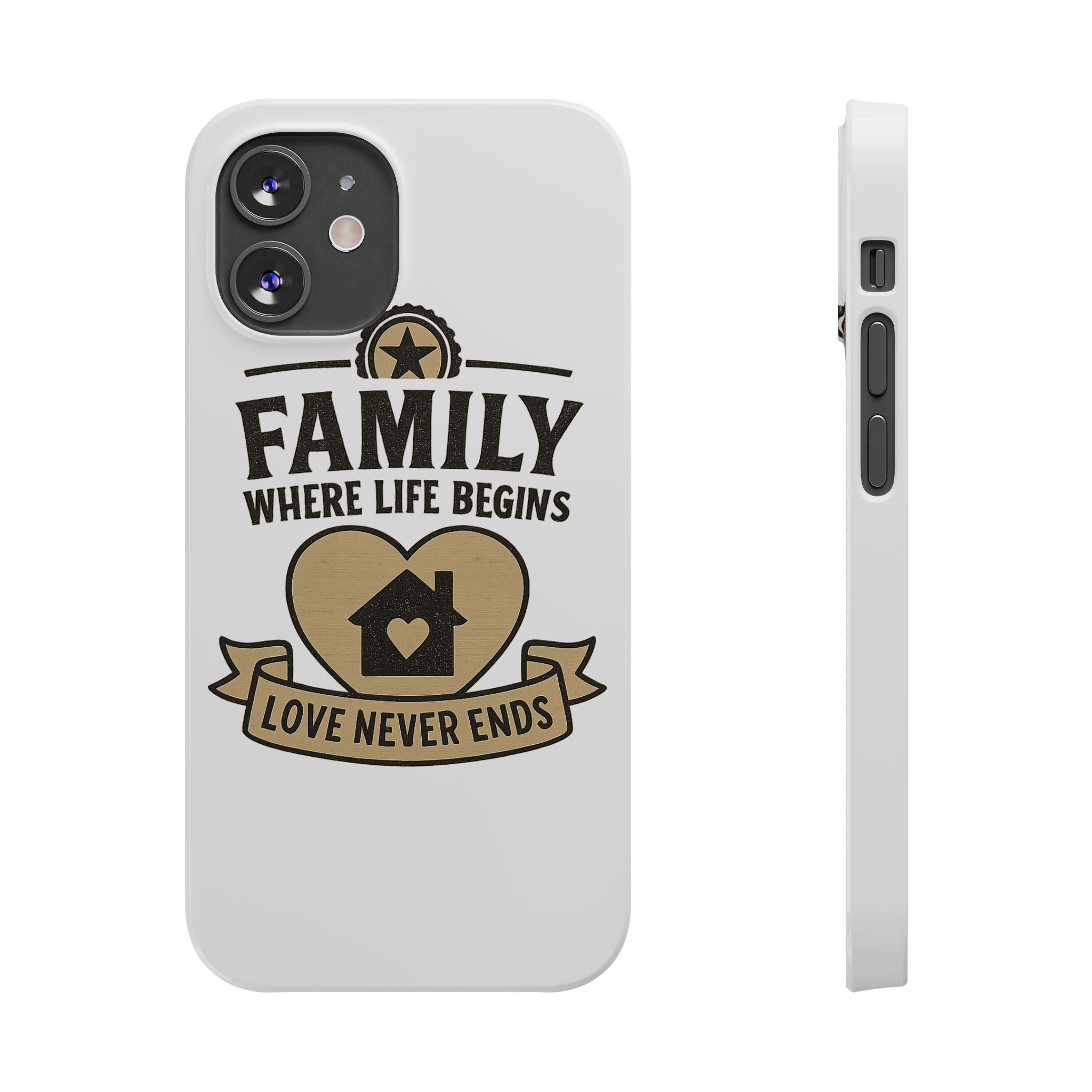 Family Where Life Begins Love Never Ends Phone Case, Rustic Farmhouse Gift for Mom Grandma, Mother's Day Gift, Heart Home Decor