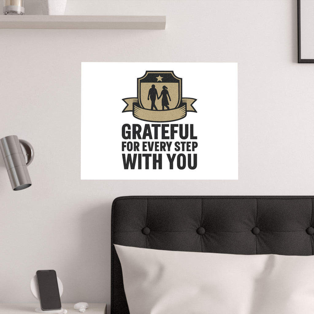 Grateful For Every Step With You Poster Anniversary Gift Relationship Milestone Couple Wall Art Vintage Gratitude Print