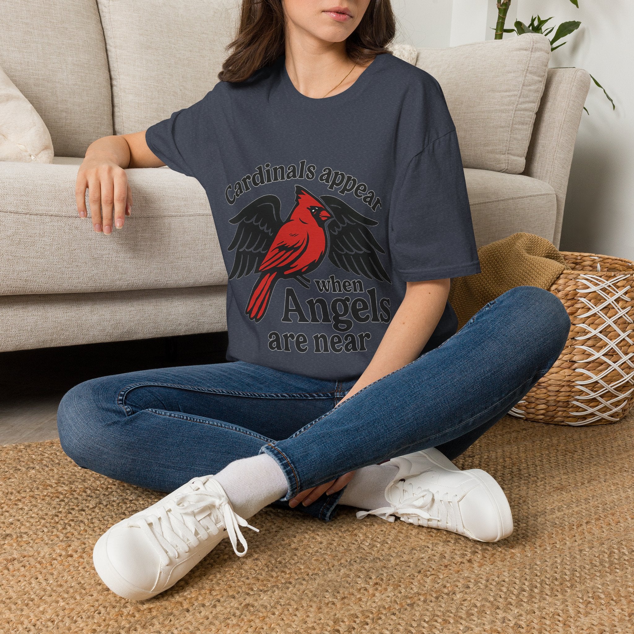 Cardinals Appear When Angels Are Near Shirt Memorial Tshirt Loss of Loved One Remembrance Gift Sympathy Bereavement Grief Comfort