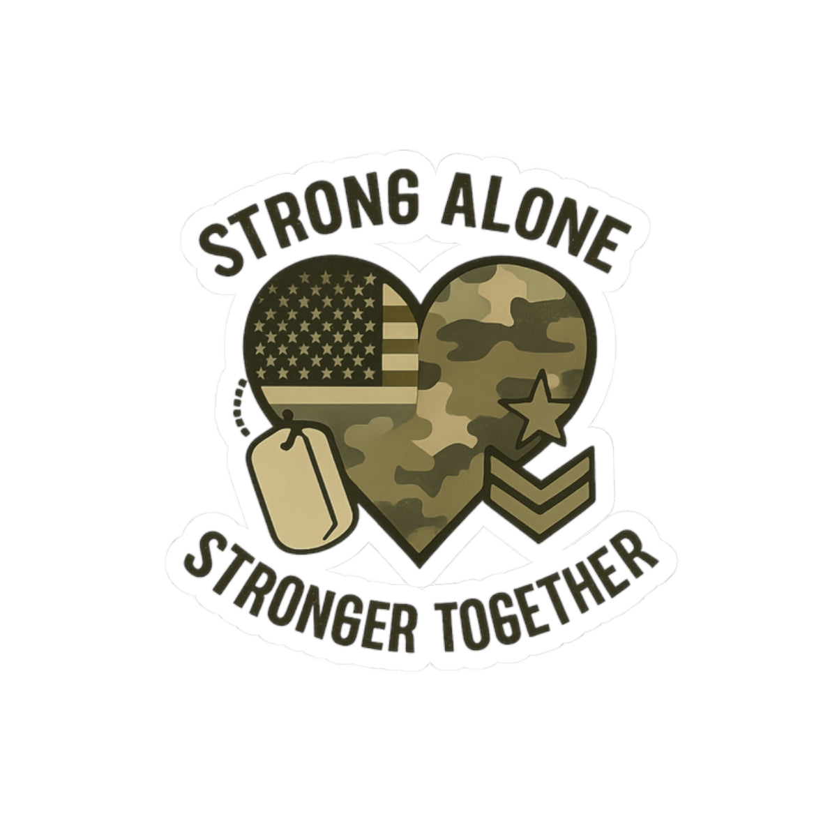 Military Deployment Sticker Strong Alone Stronger Together Camouflage Heart Military Spouse Gift Patriotic励 Army Navy Support