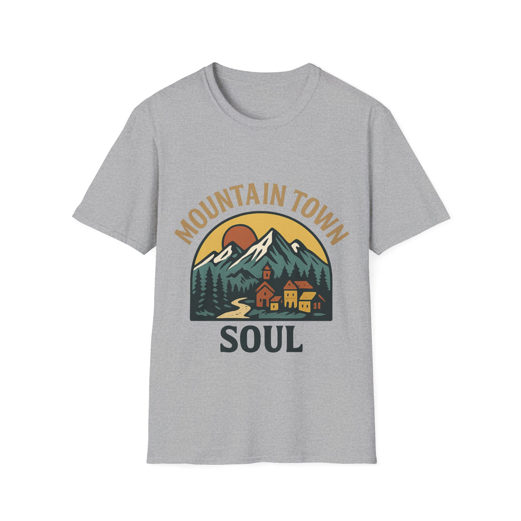 Mountain Town Soul Vintage Hiking Tee Raised on Mountain Air Shirt Wilderness Outdoor Adventure Gift Alpine Heritage Retro Tshirt