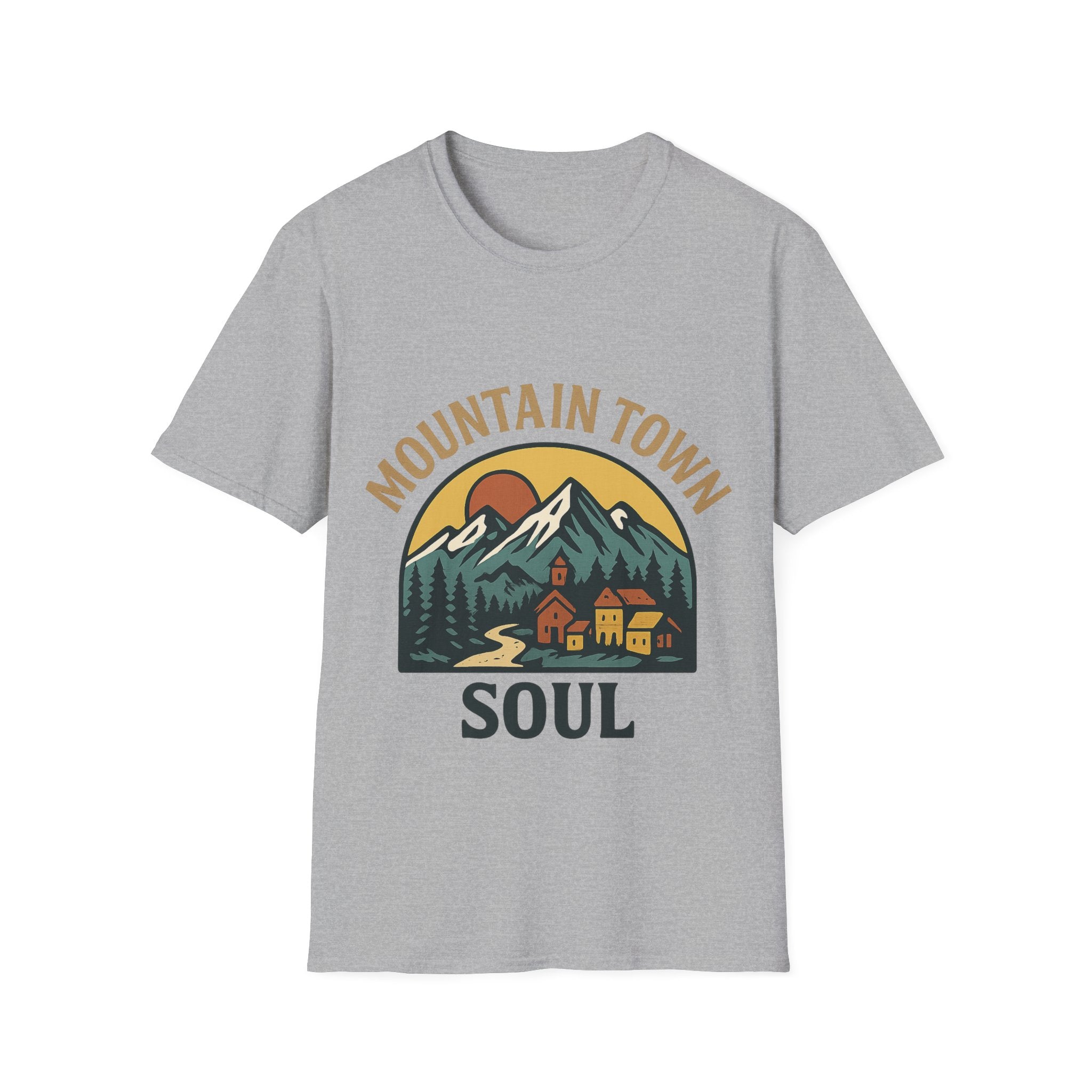Mountain Town Soul Vintage Hiking Tee Raised on Mountain Air Shirt Wilderness Outdoor Adventure Gift Alpine Heritage Retro Tshirt