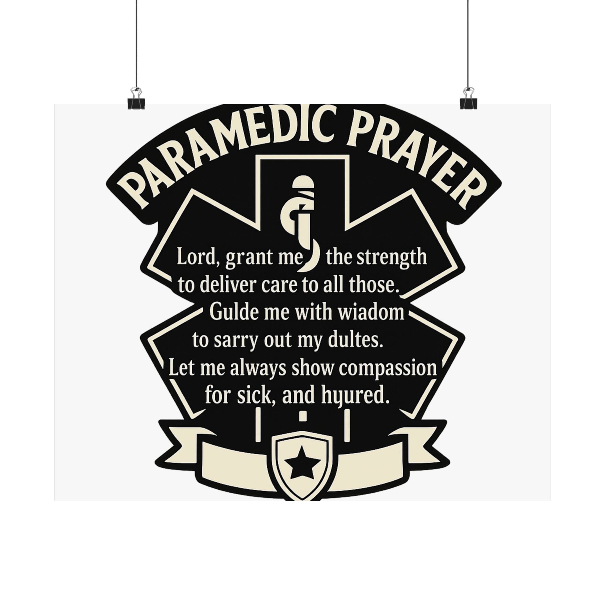 Paramedic Prayer Poster, EMS Gift, Star of Life Wall Art, Paramedic Graduation Gift, EMT Decor, First Responder Print, Thin White Line