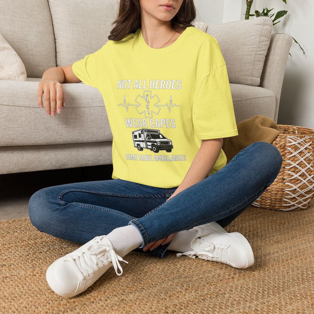 Not All Heroes Wear Capes Some Drive Ambulances Shirt, EMS Paramedic Gift, EMT Appreciation Tee, Star of Life, Thin White Line