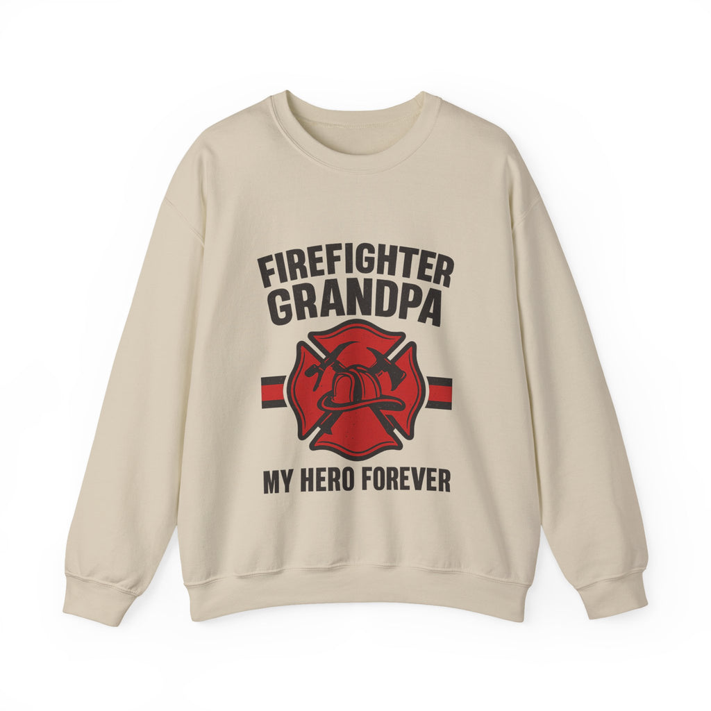 Firefighter Grandpa Sweatshirt My Hero Forever Gift Vintage Fire Station Badge Grandparents Day Fireman Grandfather Shirt