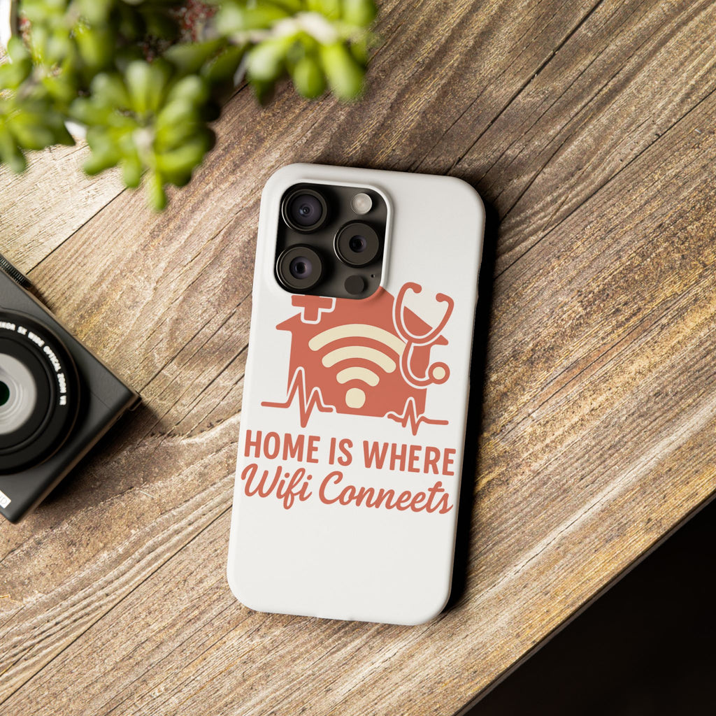 Home Is Where WiFi Connects Phone Case | Funny Tech Lover Gift | Minimalist House Phone Cover | Millennial Gen Z Humor Case