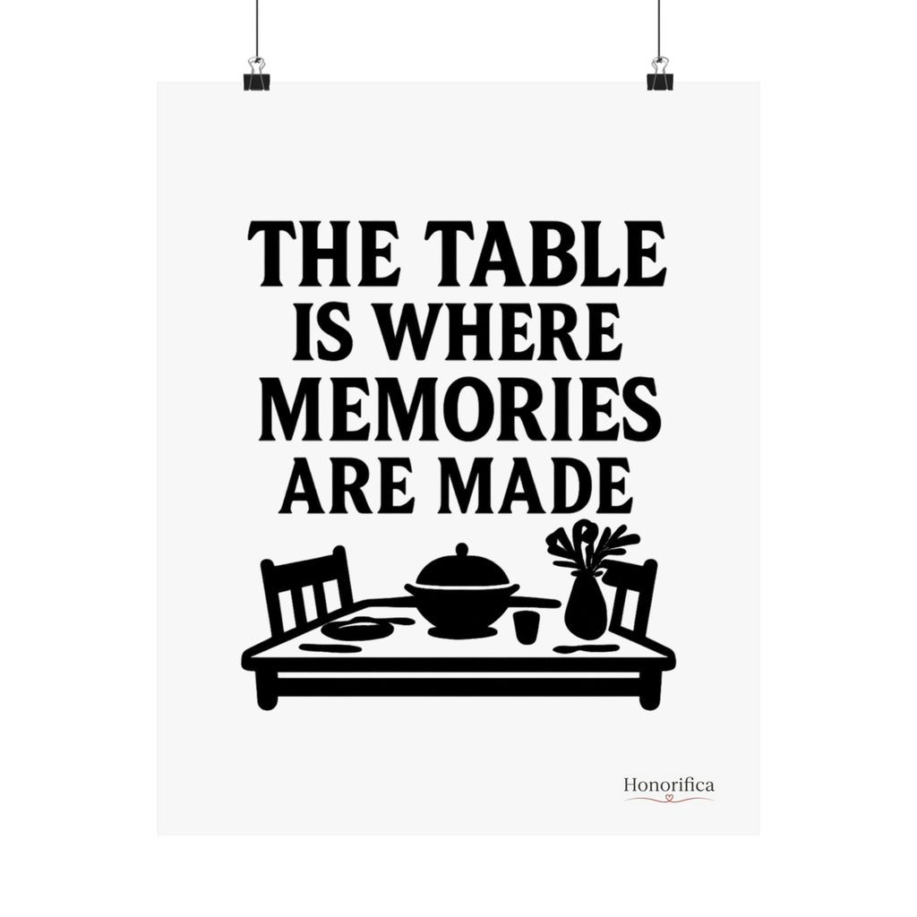 The Table Is Where Memories Are Made Kitchen Poster, Dining Room Wall Art, Family Meal Print, Mother's Day Gift for Mom