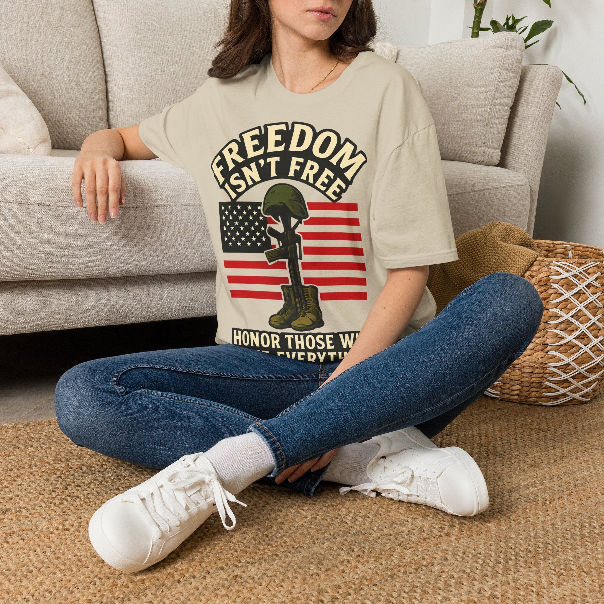 Freedom Isn't Free Shirt Veterans Day Memorial Tribute Tshirt Military Sacrifice Patriotic Remembrance Gift Battlefield Cross Tee