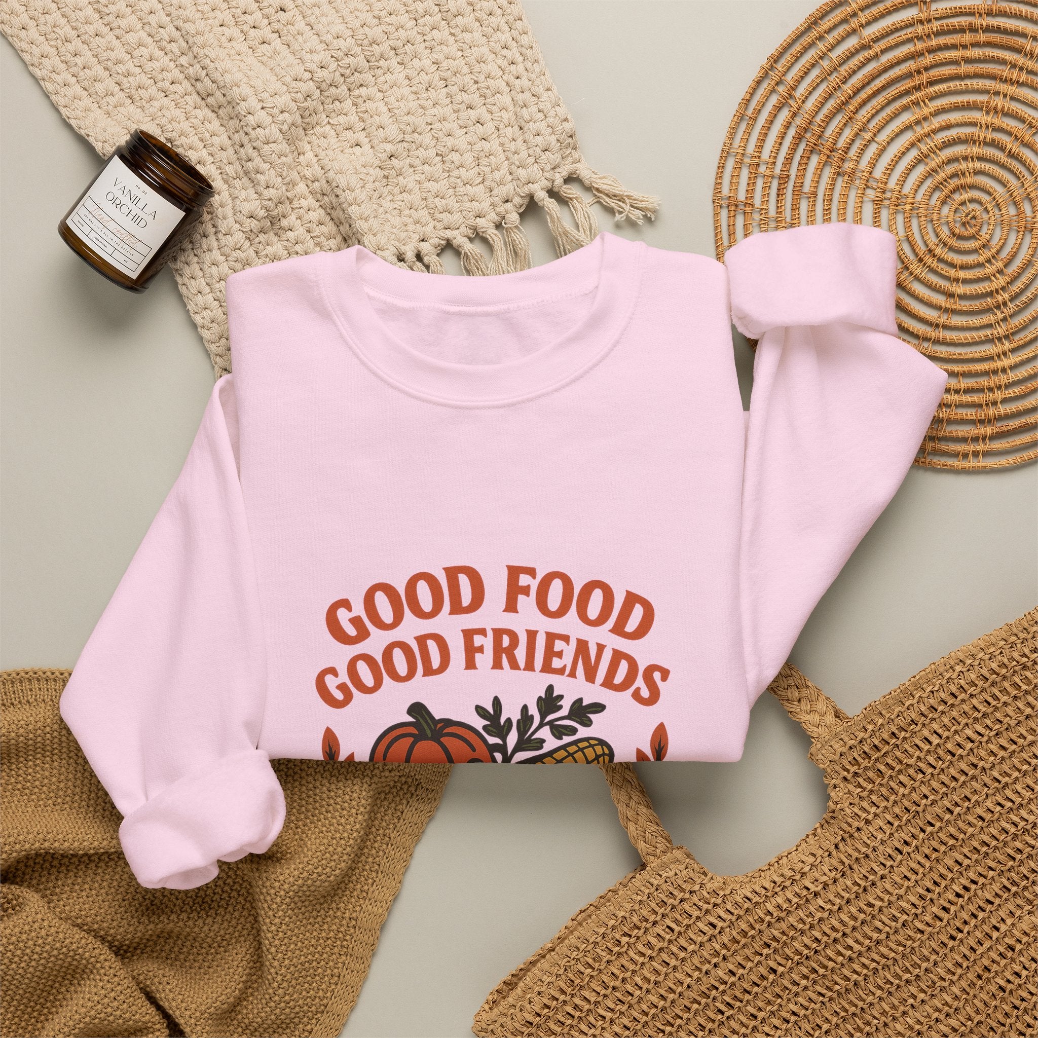 Good Food Good Friends Grateful Heart Sweatshirt, Thanksgiving Hostess Gift, Cooking Sweatshirt, Kitchen Lover Gift, Autumn Cozy Top
