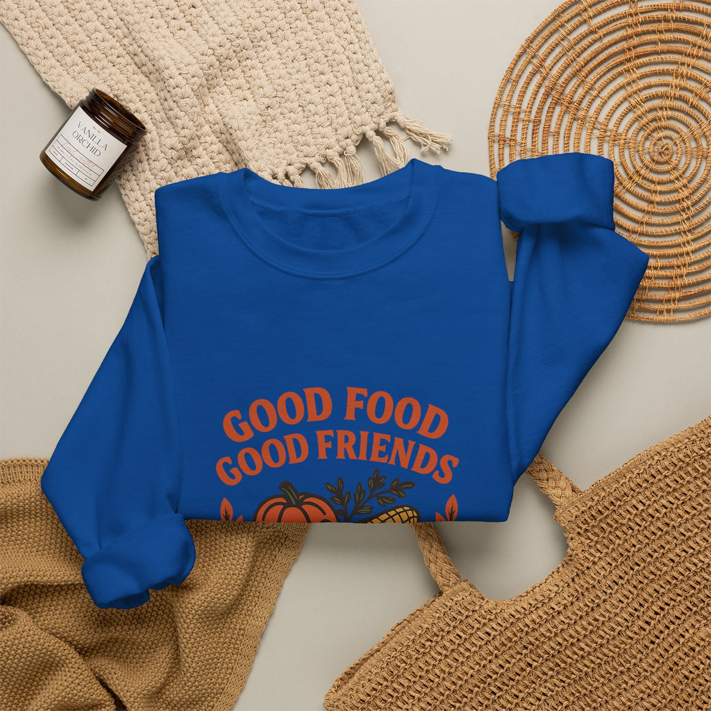 Good Food Good Friends Grateful Heart Sweatshirt, Thanksgiving Hostess Gift, Cooking Sweatshirt, Kitchen Lover Gift, Autumn Cozy Top