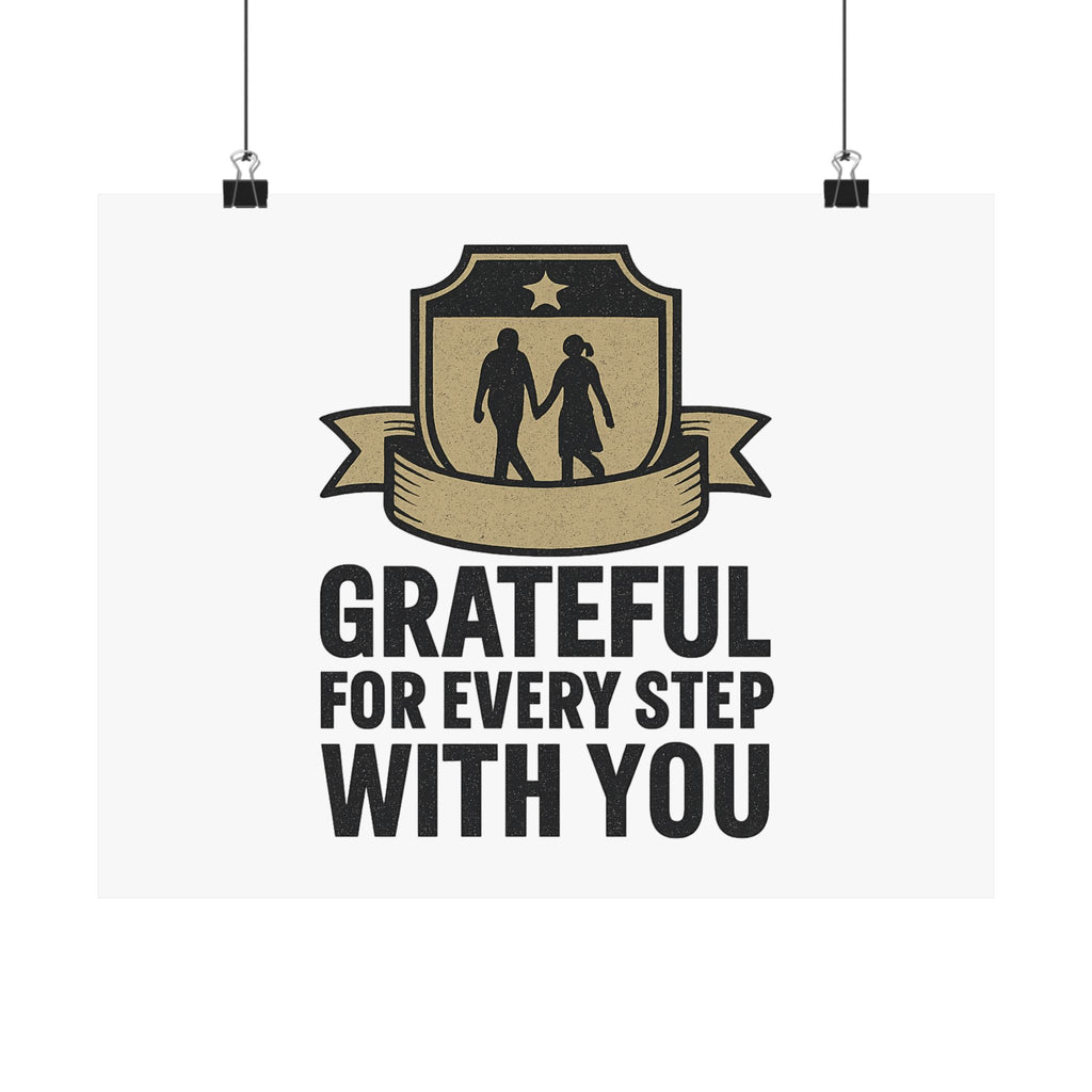 Grateful For Every Step With You Poster Anniversary Gift Relationship Milestone Couple Wall Art Vintage Gratitude Print