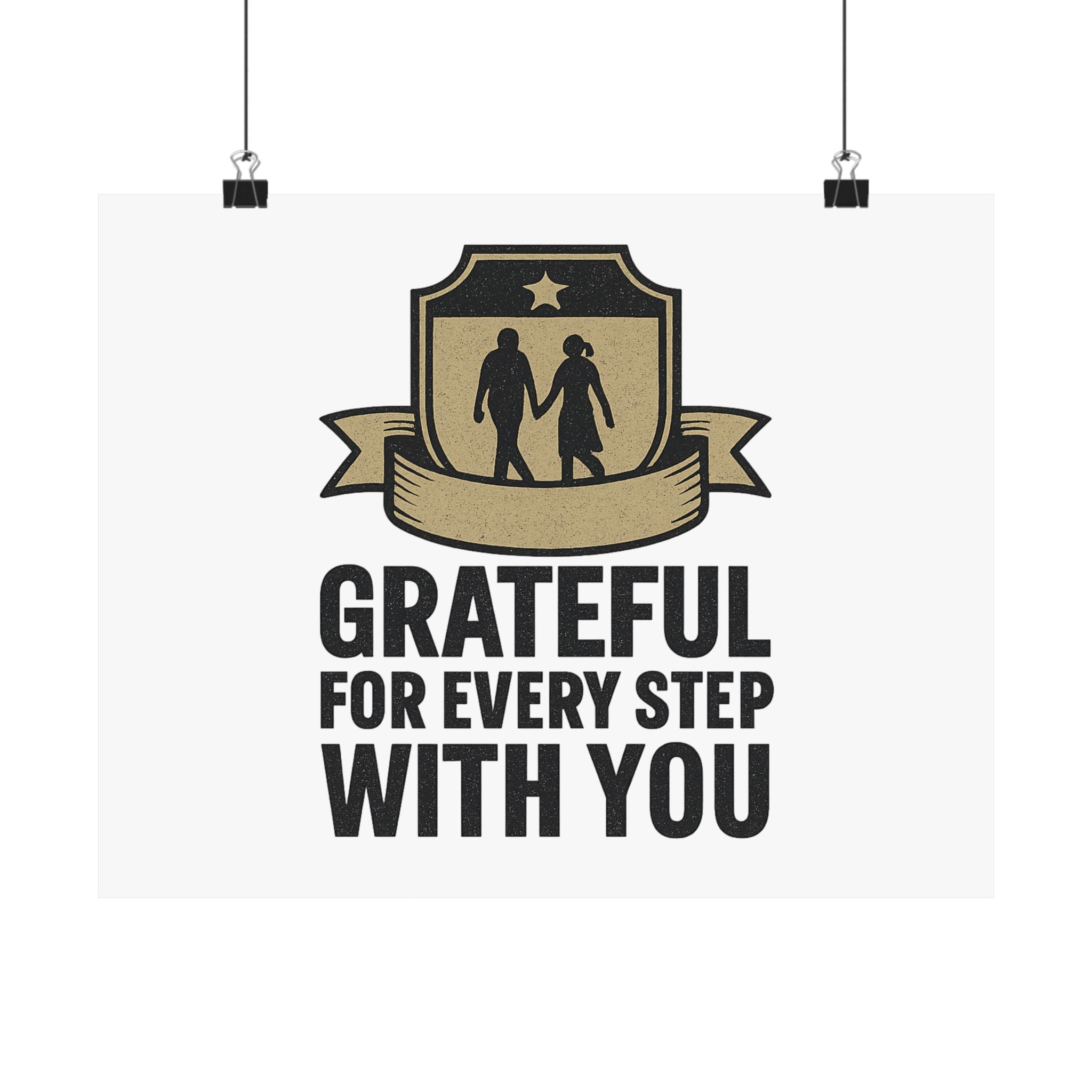 Grateful For Every Step With You Poster Anniversary Gift Relationship Milestone Couple Wall Art Vintage Gratitude Print