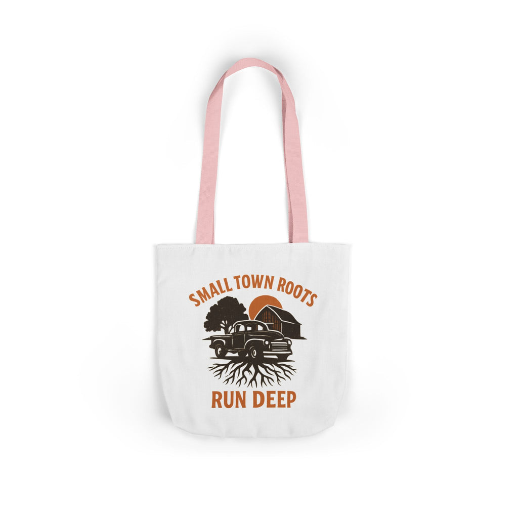 Small Town Roots Run Deep Tote Bag | Rural Heritage Pride Gift | Vintage Pickup Truck Barn Tote | Country Hometown Nostalgia Bag