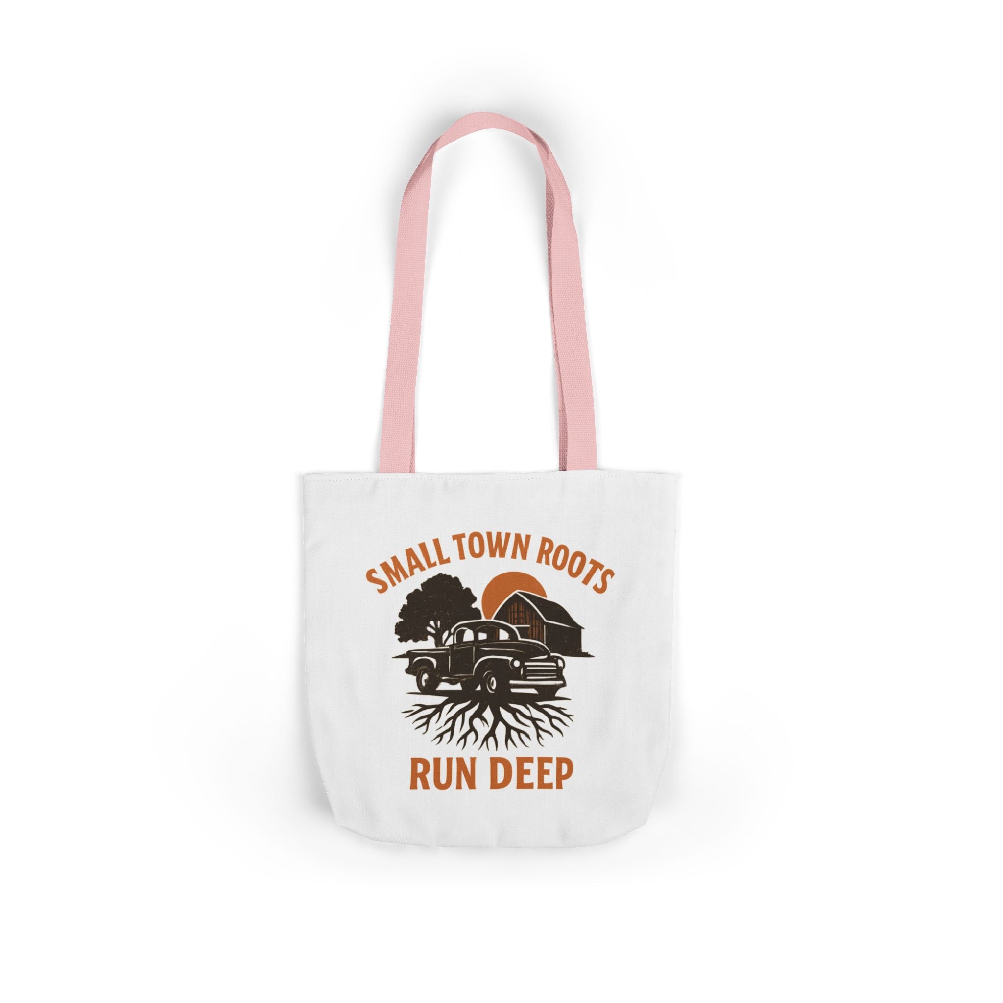 Small Town Roots Run Deep Tote Bag | Rural Heritage Pride Gift | Vintage Pickup Truck Barn Tote | Country Hometown Nostalgia Bag