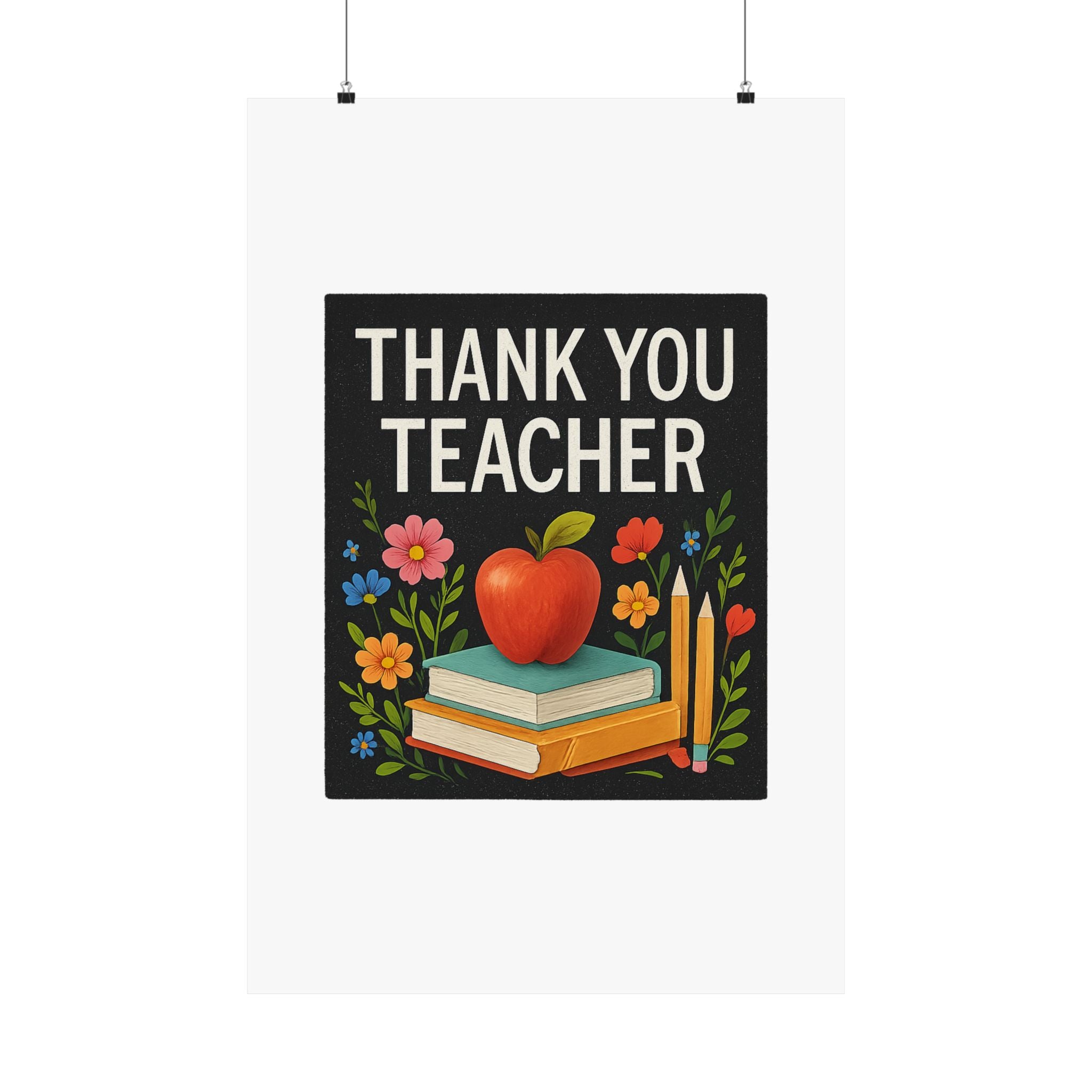 Thank You Teacher Gift Poster, Wildflower Watercolor Classroom Decor, Teacher Appreciation Wall Art, End of Year Gift