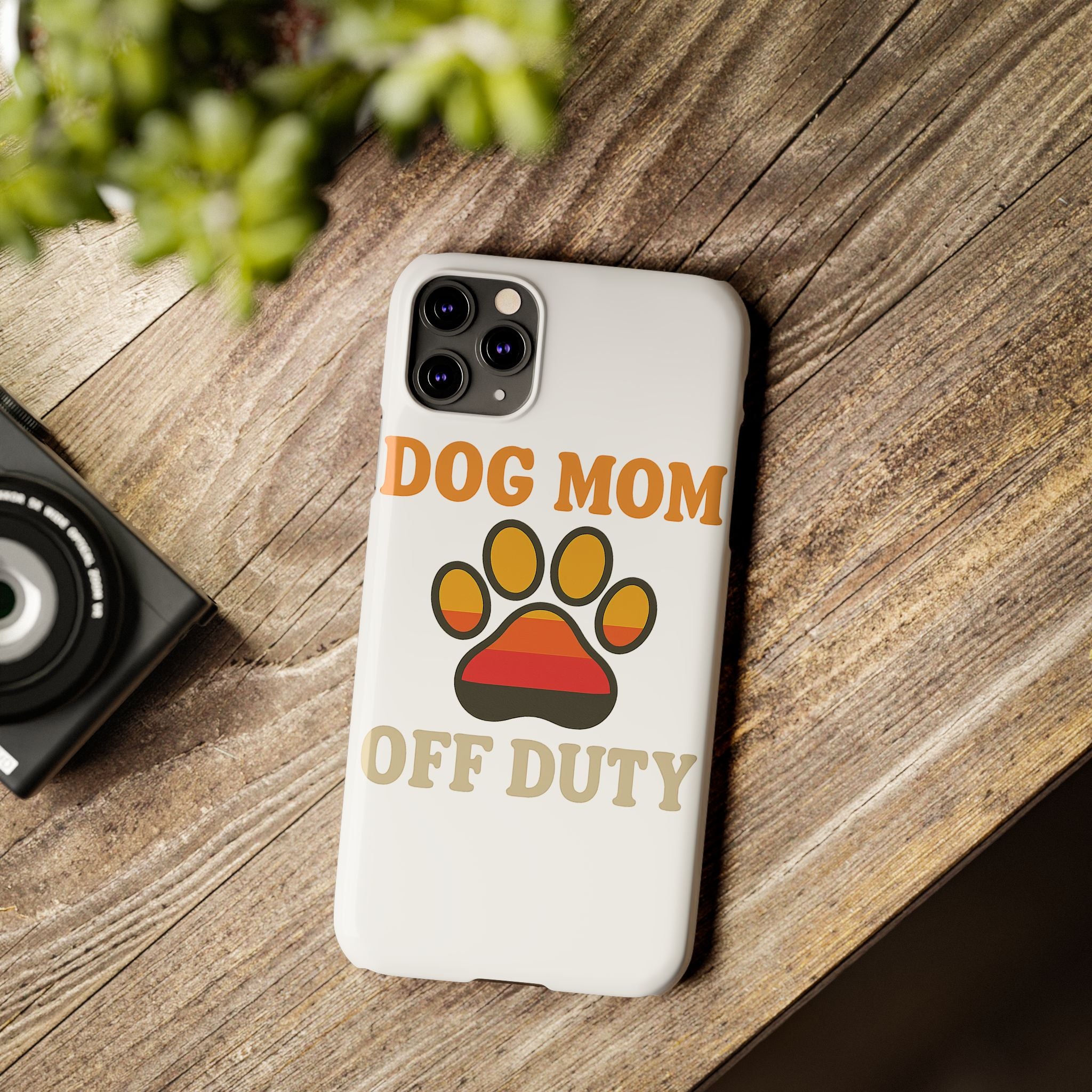 Dog Mom Off Duty Phone Case Retro 70s Vintage Dog Lover Gift Paw Print iPhone Samsung Galaxy Case Funny Pet Owner Gift