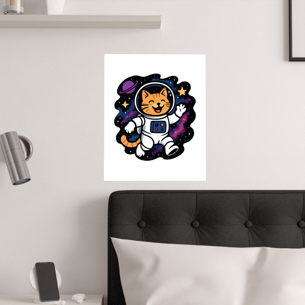 Cat Astronaut Galaxy Poster, Space Cat Wall Art, Funny Cat Lover Gift, Nebula Cat Print, Whimsical Space Room Decor, Quirky Wall Art