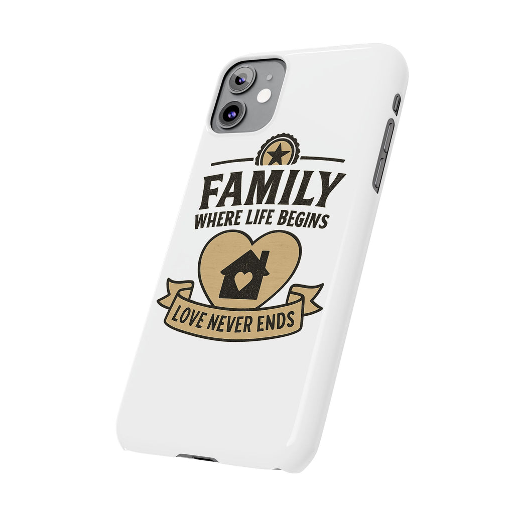 Family Where Life Begins Love Never Ends Phone Case, Rustic Farmhouse Gift for Mom Grandma, Mother's Day Gift, Heart Home Decor
