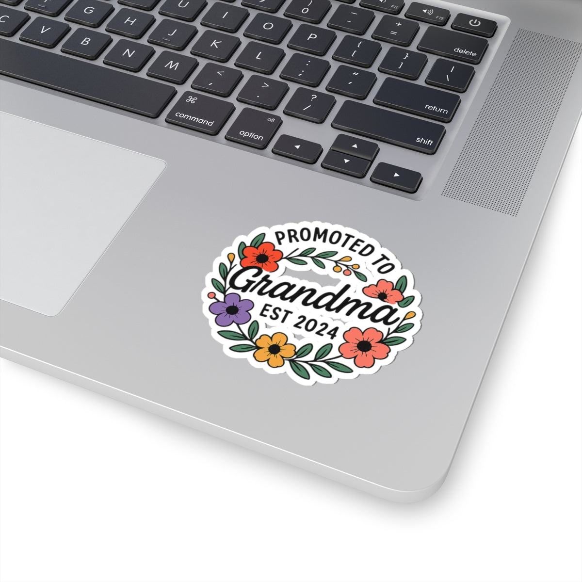 Promoted to Grandma Est 2024 Sticker, New Grandmother Gift, Pregnancy Announcement Sticker, Grandma to Be Gift, Floral Wreath