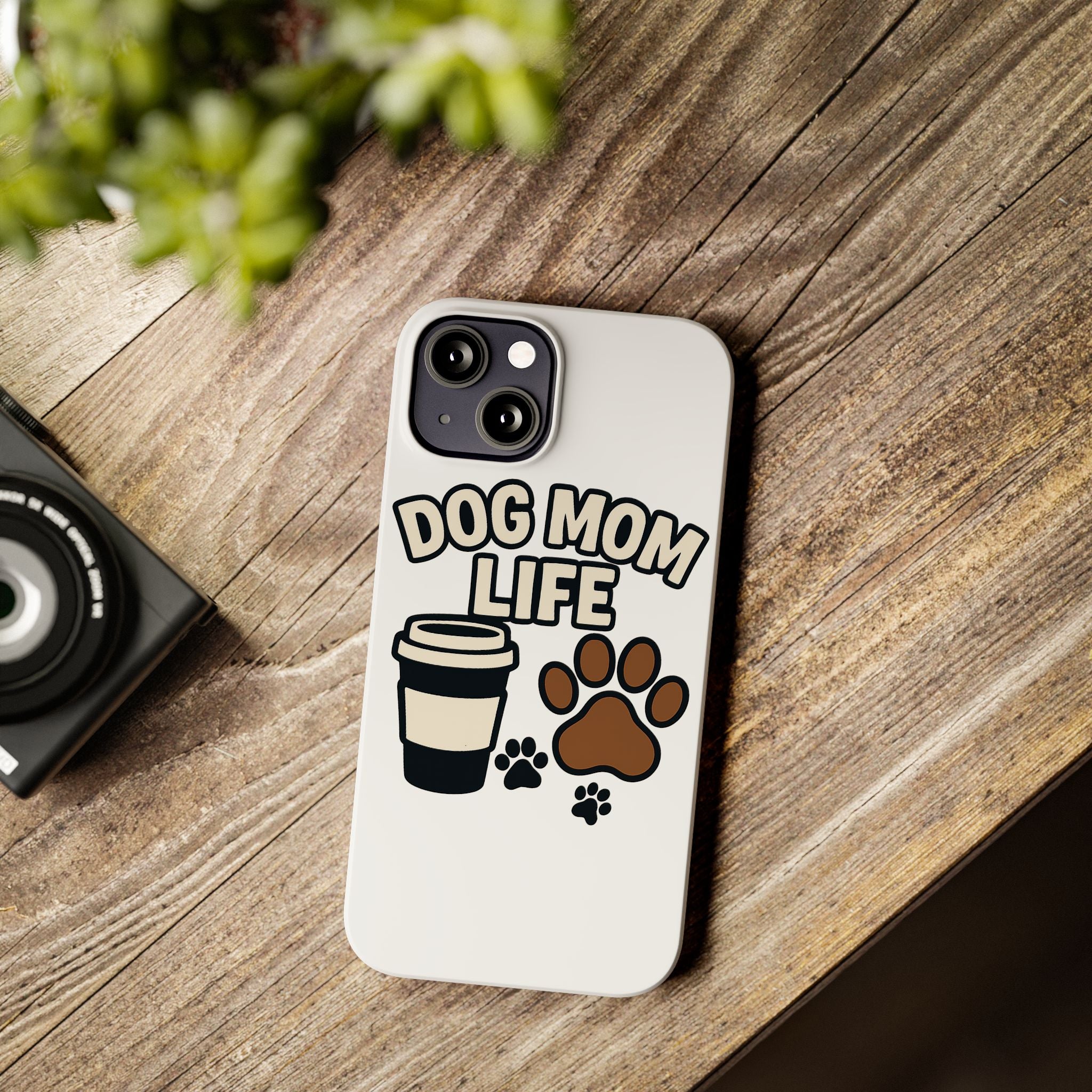 Dog Mom Life Phone Case, Coffee & Paws Illustrated Design, Gift for Dog Lover, Pet Parent Phone Case, Dog Owner Gift