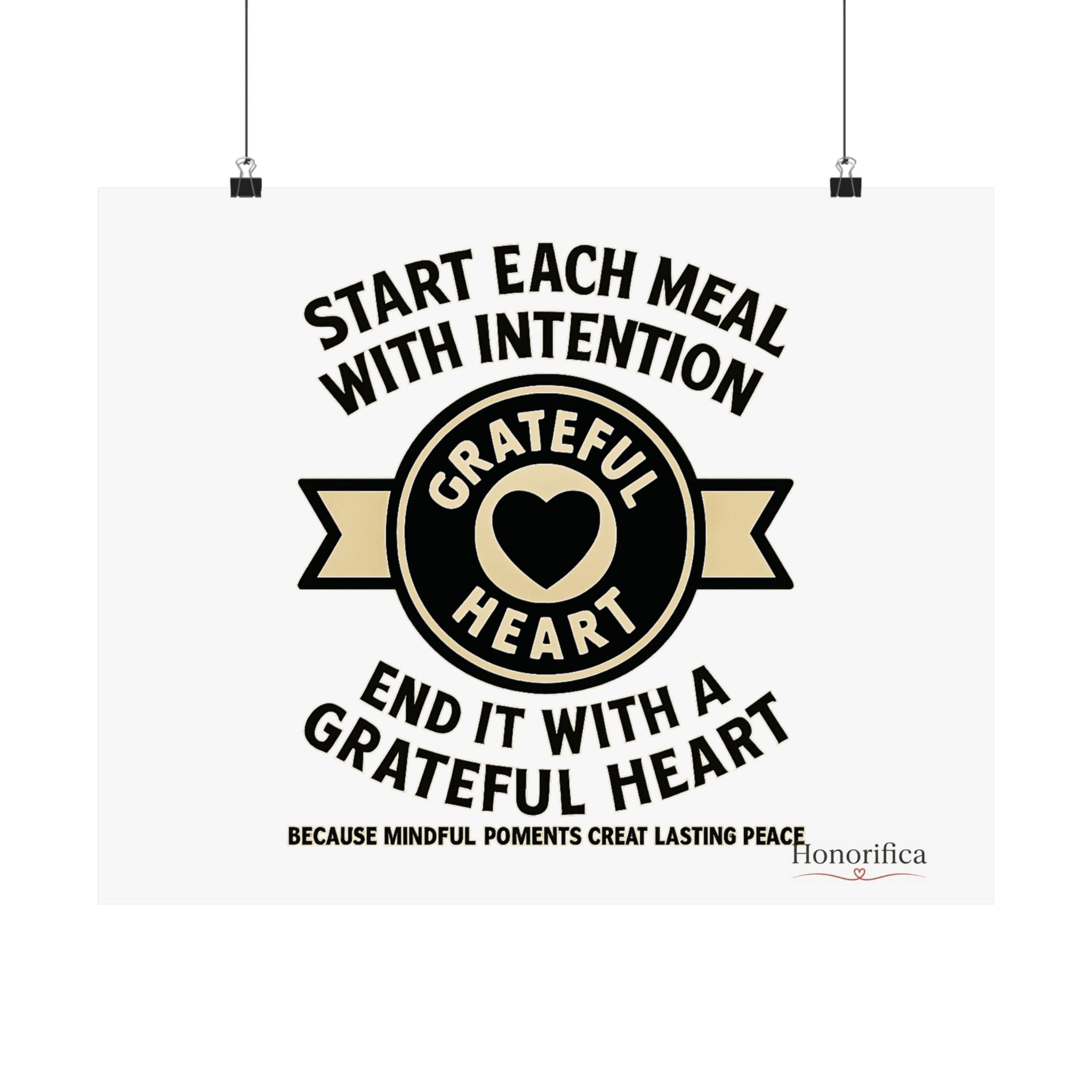 Grateful Heart Daily Affirmations Placemat Poster, Gratitude Prompts Mindful Eating, Thanksgiving Table Decor, Wellness Gift