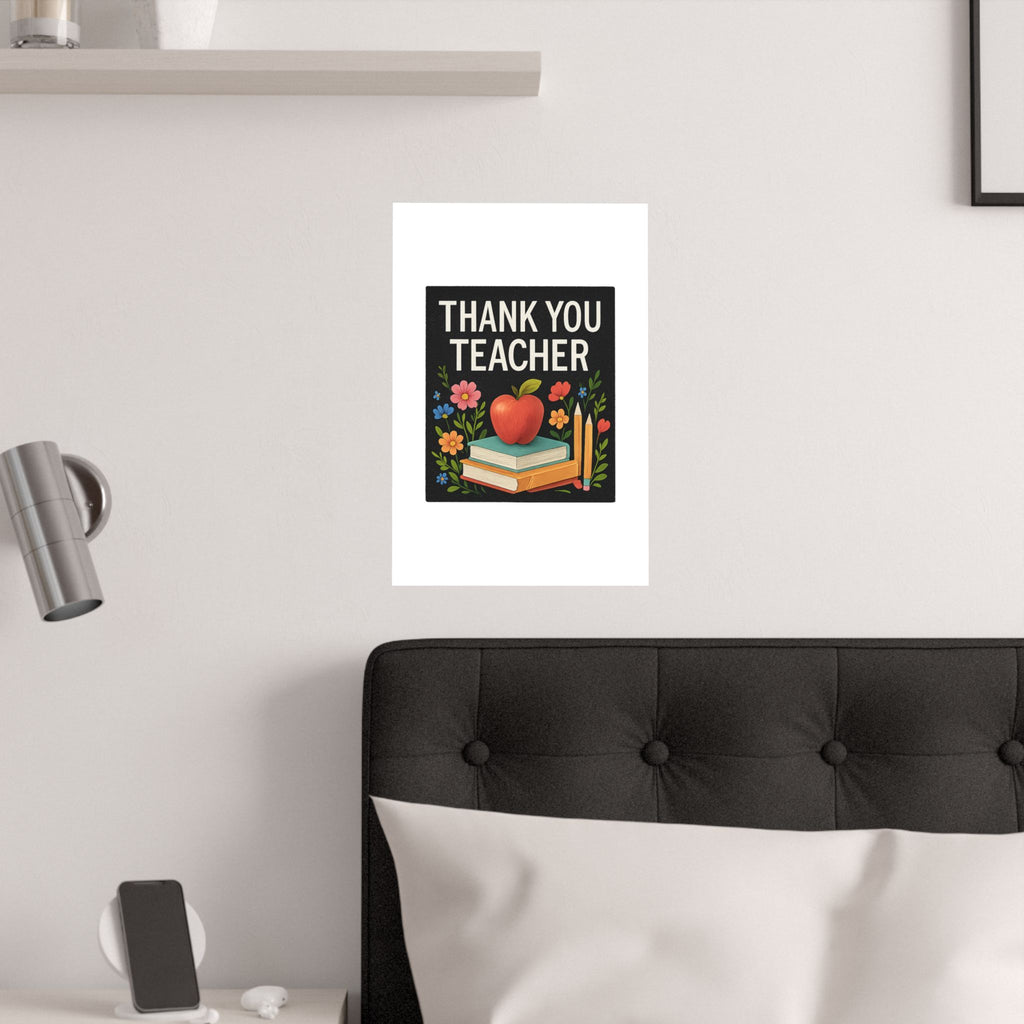 Thank You Teacher Gift Poster, Wildflower Watercolor Classroom Decor, Teacher Appreciation Wall Art, End of Year Gift