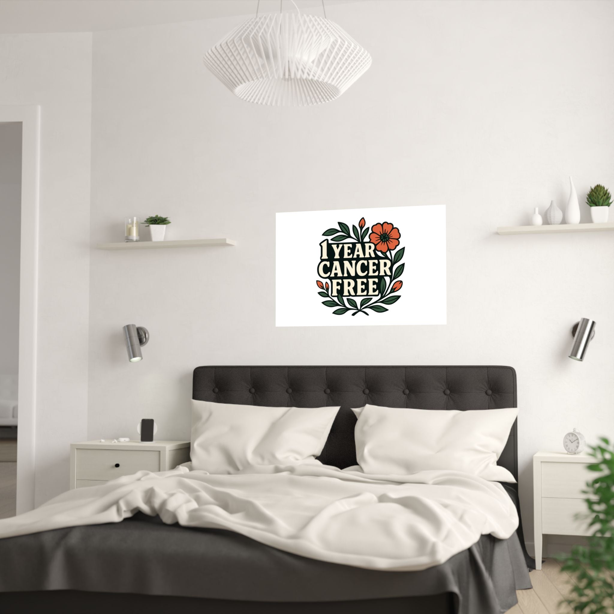 1 Year Cancer Free Poster, Botanical Growth Anniversary Gift, Cancer Survivor Milestone Wall Art, Hope & Healing Decor