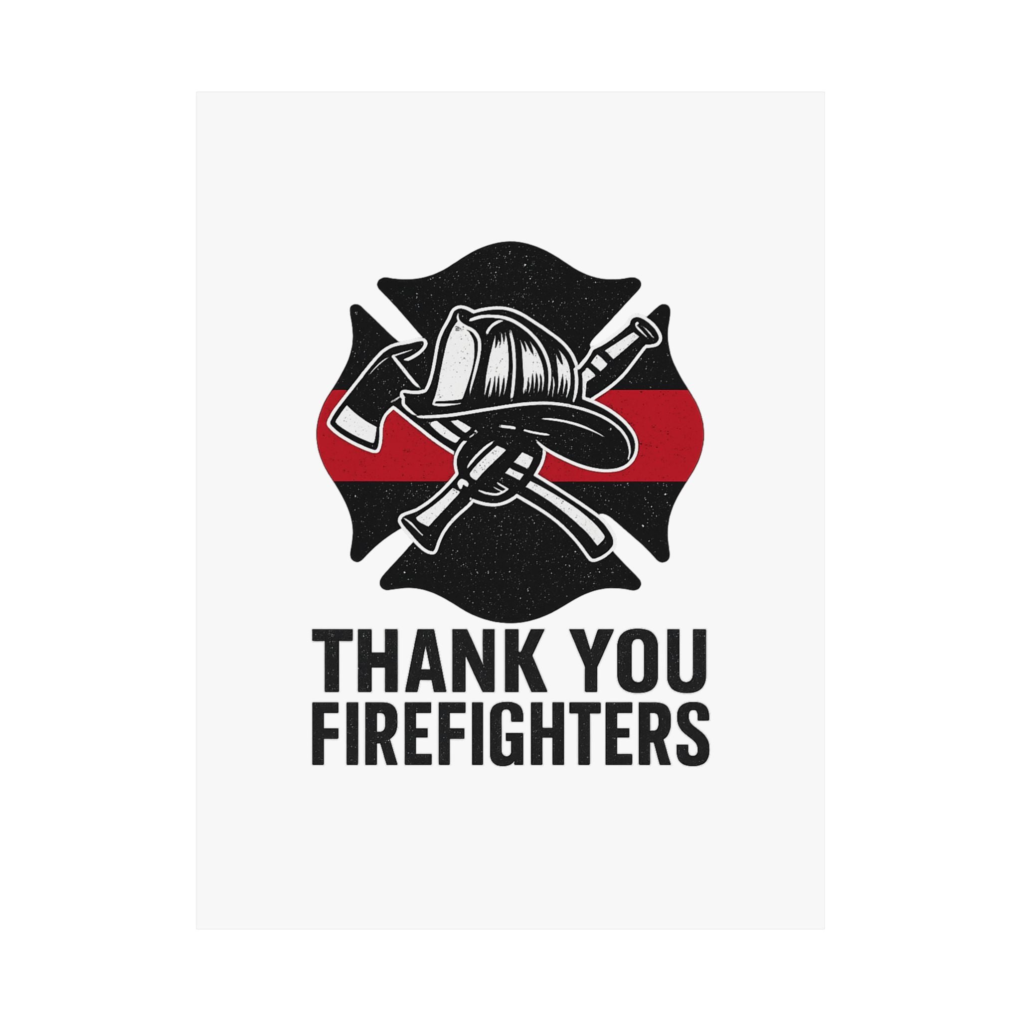 Thank You Firefighters Poster, Firefighter Appreciation Gift, Fire Station Wall Art, Fire Prevention Week Decor, Hero Tribute Print