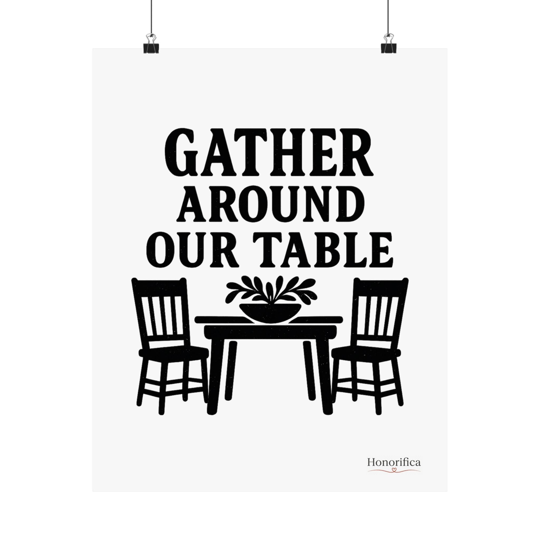 Gather Around Our Table Kitchen Wall Art, Farmhouse Kitchen Decor, Rustic Dining Room Wall Art, Housewarming Gift Poster