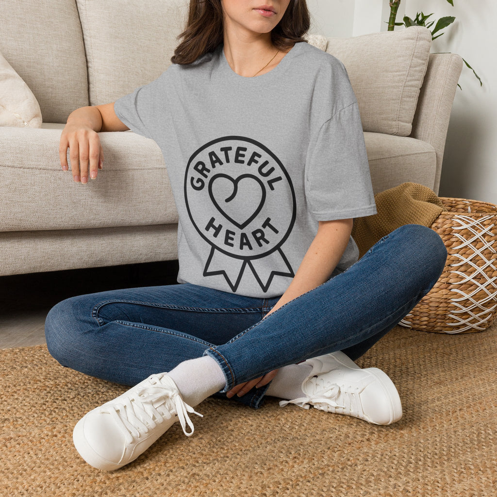 Grateful Heart T-Shirt, Minimalist Line Art Gratitude Shirt, Wellness Tee, Mindfulness Gift, Positive Affirmation Clothing