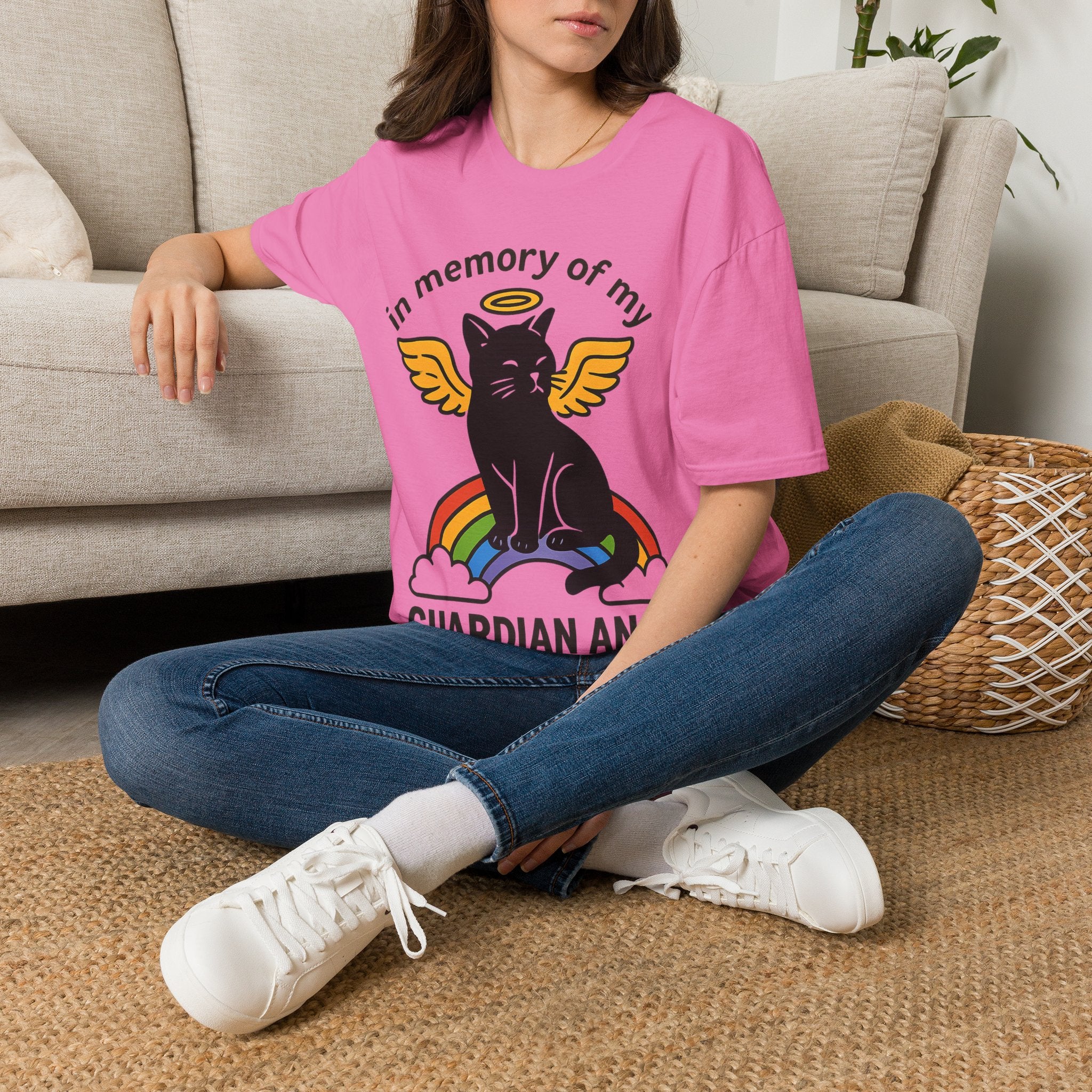Rainbow Bridge Cat Memorial Shirt, Guardian Angel Cat Tshirt, Pet Loss Sympathy Gift, Cat Remembrance Shirt, Cat Lover Grief Gift