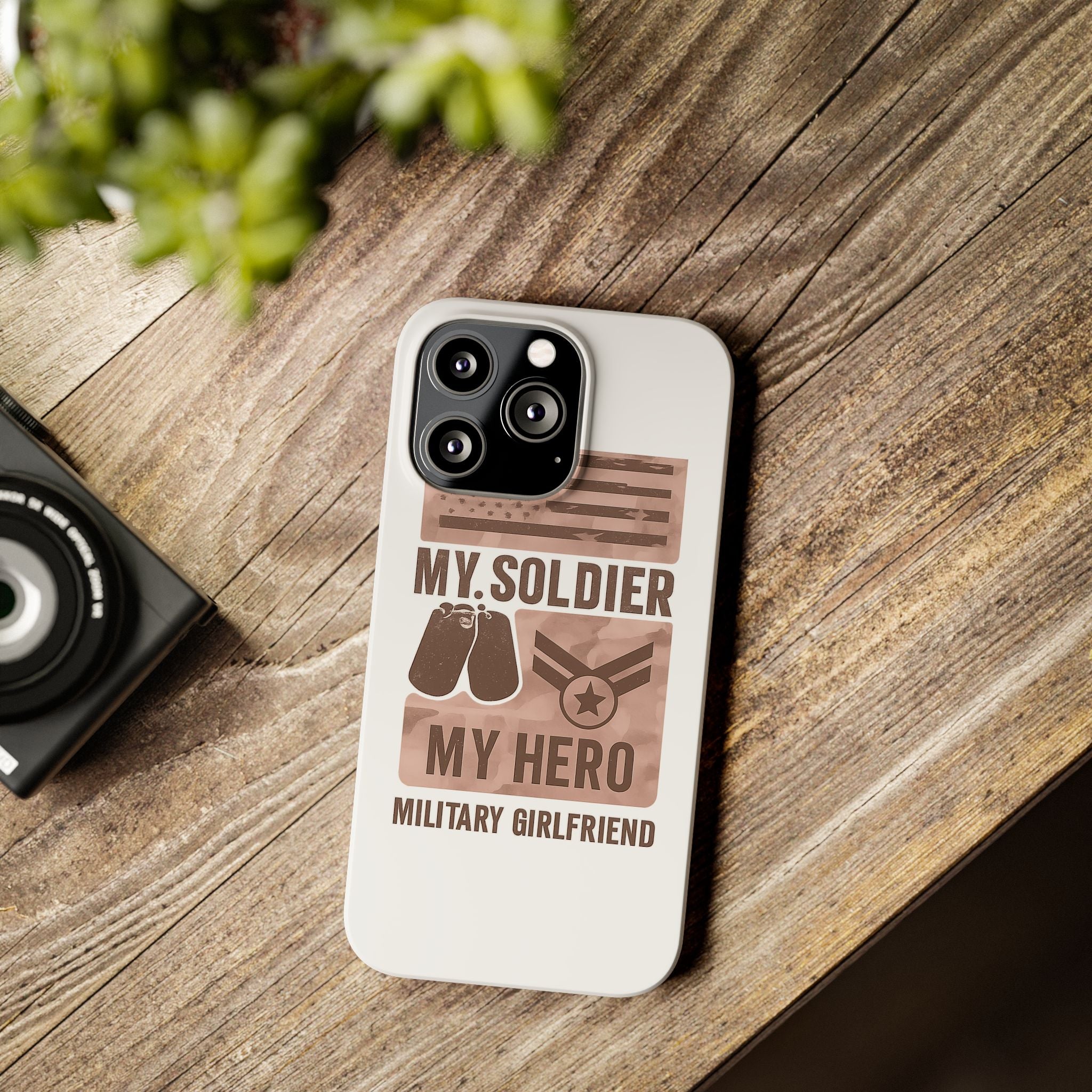 Military Girlfriend Phone Case Rose Gold Camouflage My Soldier My Hero Gift for Army Navy Air Force Girlfriend