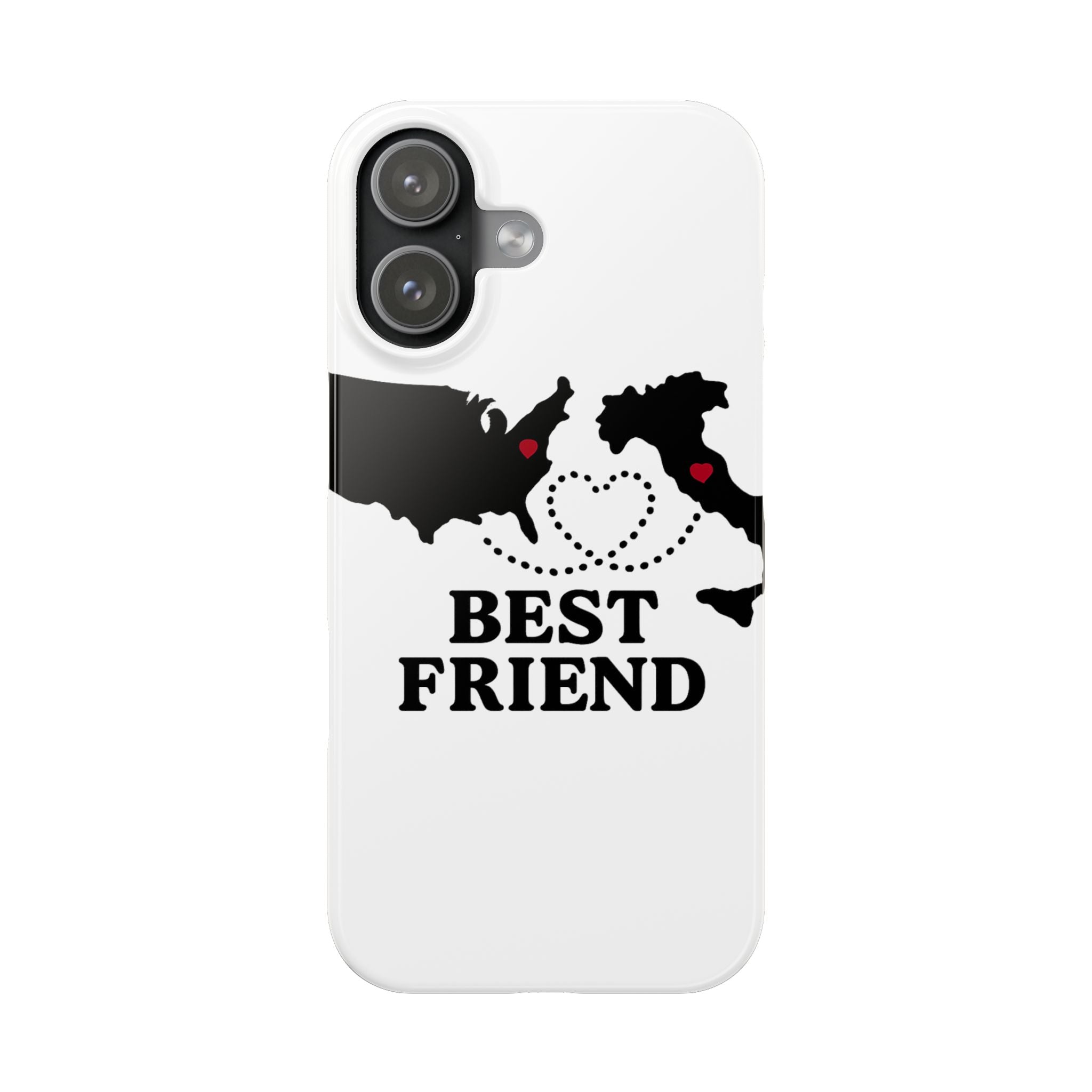 Long Distance Friendship Phone Case Personalized Coordinates Gift Best Friend Custom Location Map Heart Connection BFF