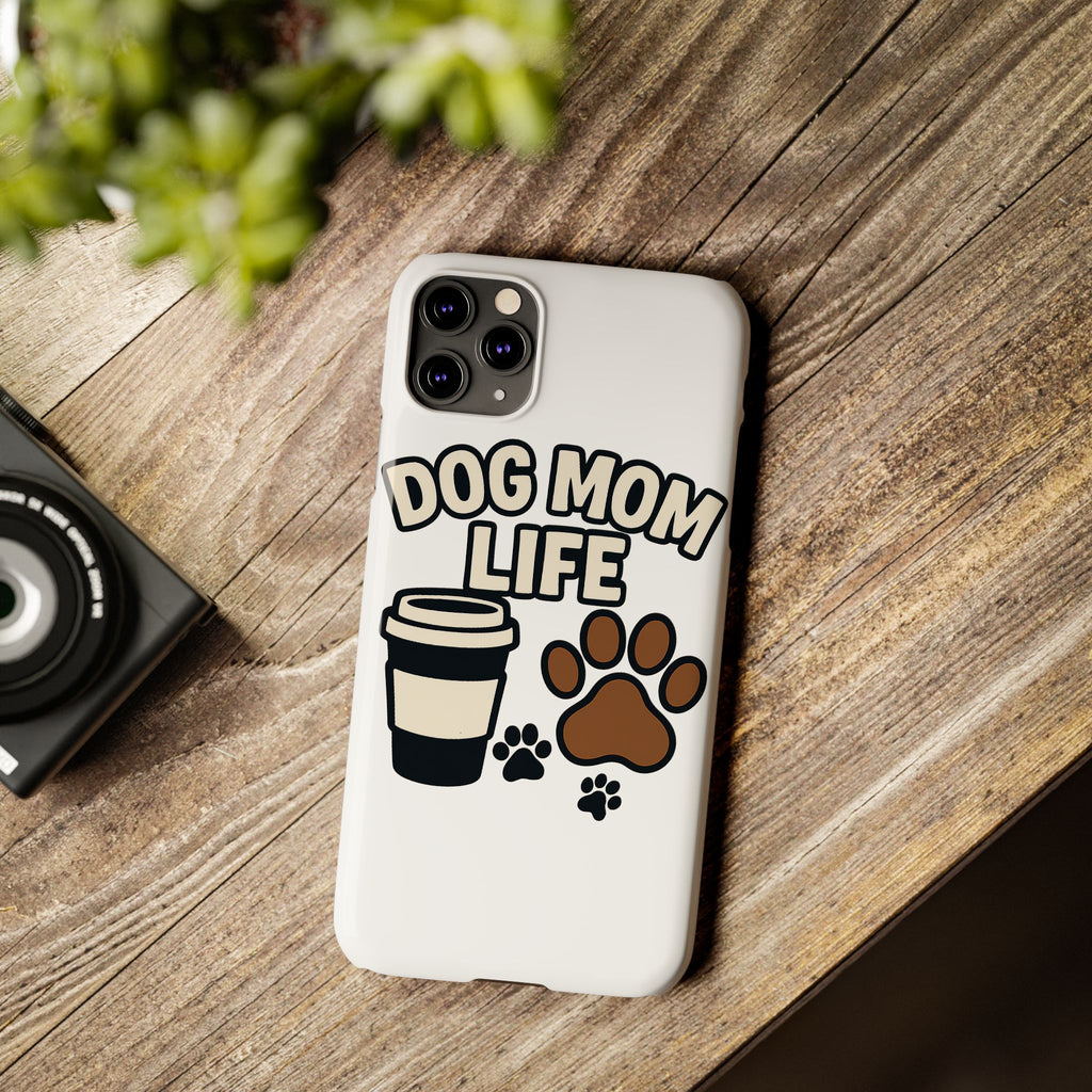Dog Mom Life Phone Case, Coffee & Paws Illustrated Design, Gift for Dog Lover, Pet Parent Phone Case, Dog Owner Gift