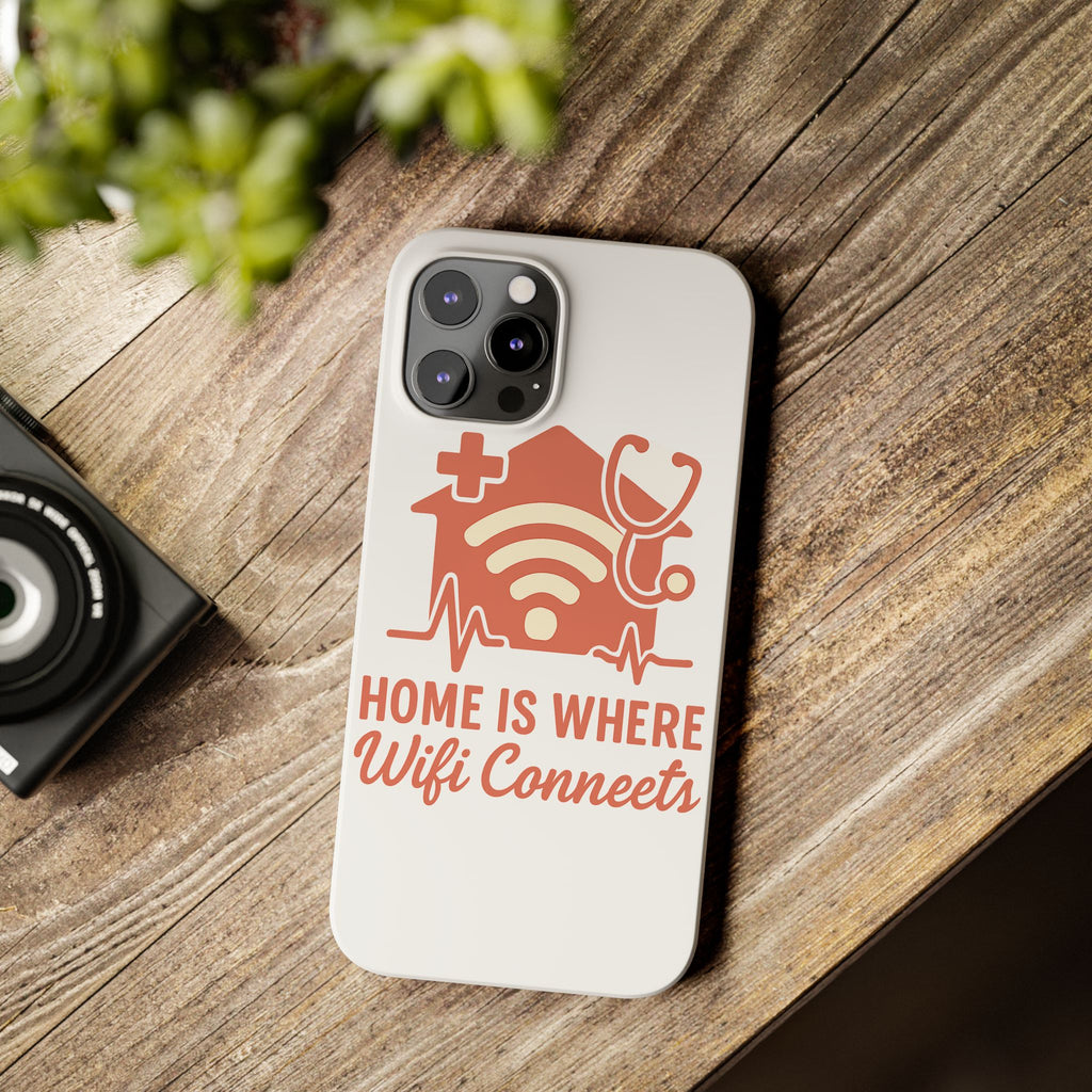 Home Is Where WiFi Connects Phone Case | Funny Tech Lover Gift | Minimalist House Phone Cover | Millennial Gen Z Humor Case