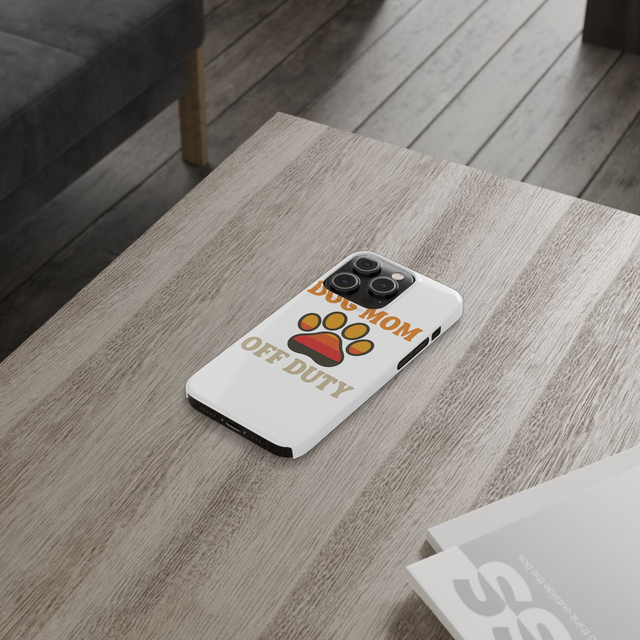 Dog Mom Off Duty Phone Case Retro 70s Vintage Dog Lover Gift Paw Print iPhone Samsung Galaxy Case Funny Pet Owner Gift