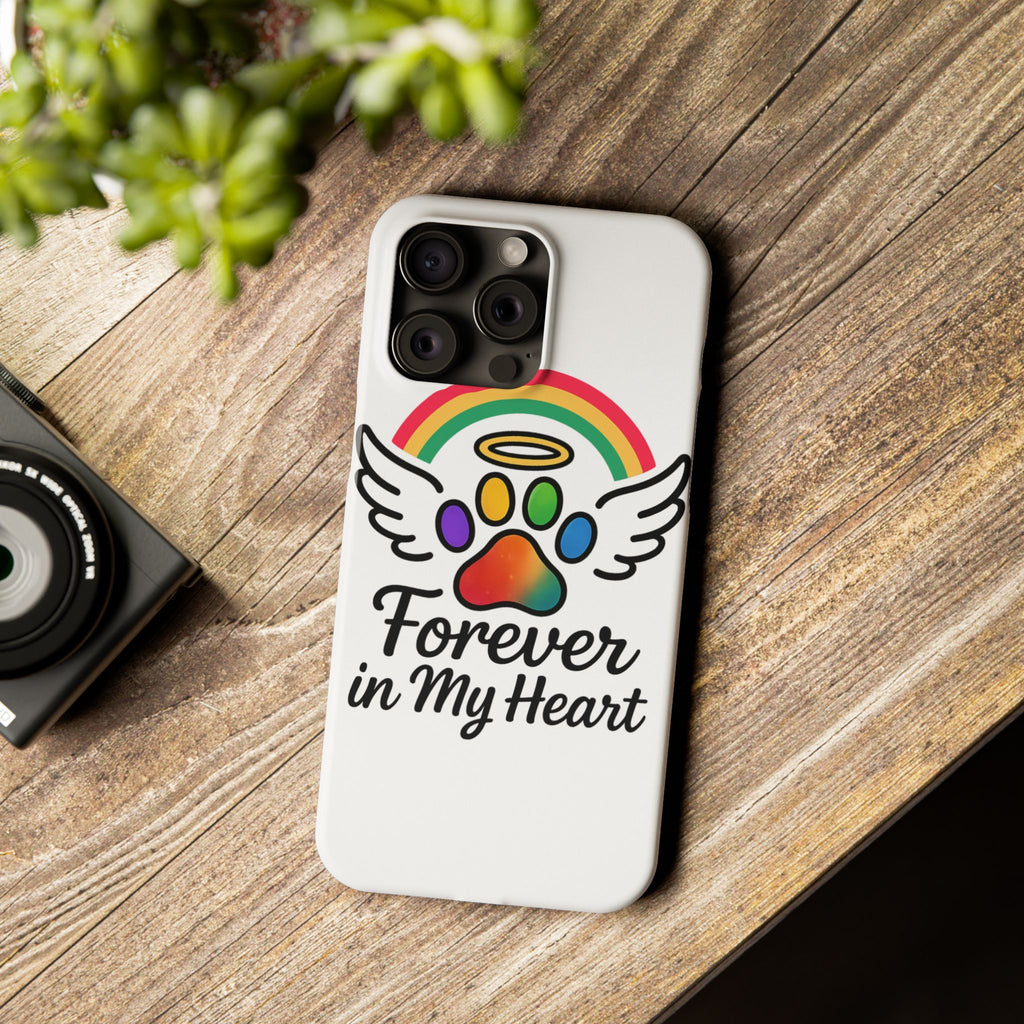 Rainbow Bridge Pet Memorial Phone Case Forever in My Heart Dog Cat Loss Sympathy Gift Remembrance Watercolor Paw Print Angel Pet