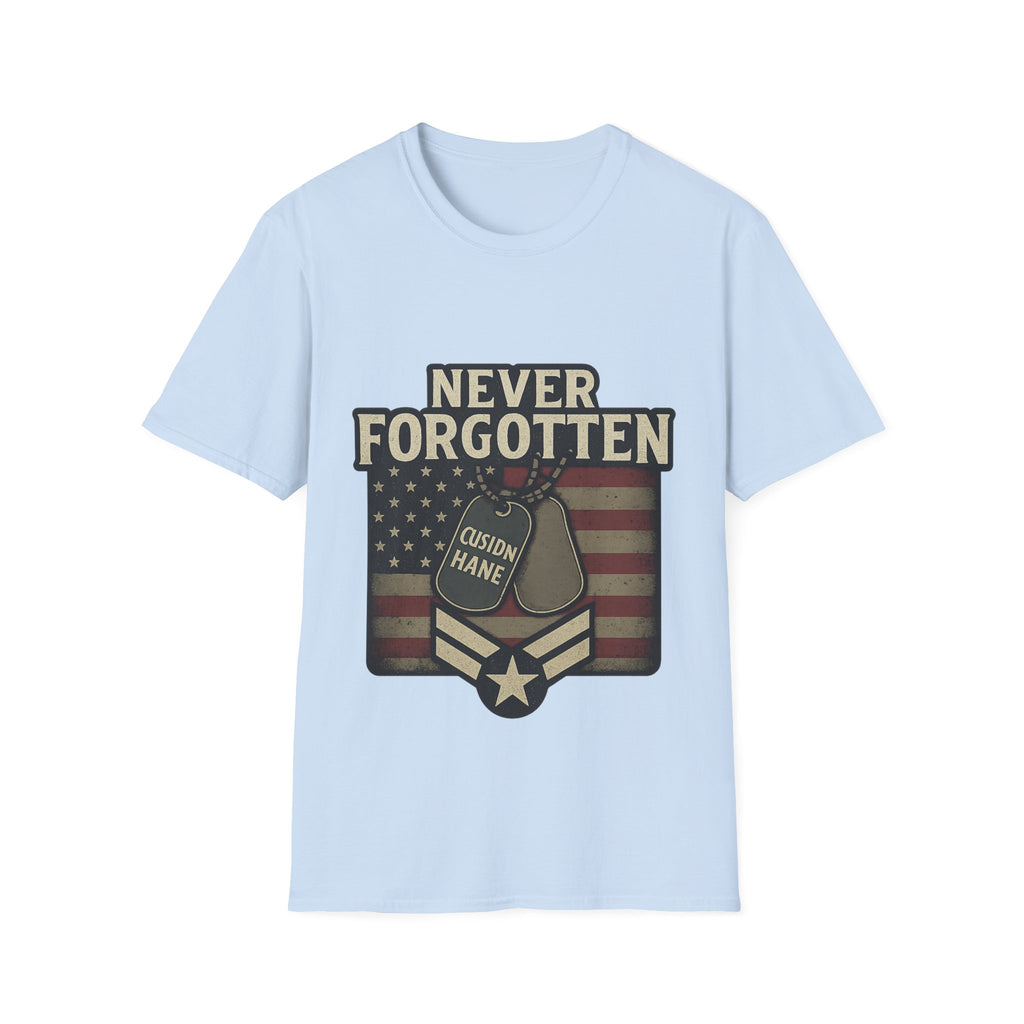 Never Forgotten Veteran Memorial Shirt Custom Name Military Tribute Tee Gold Star Family Gift Personalized Remembrance Tshirt