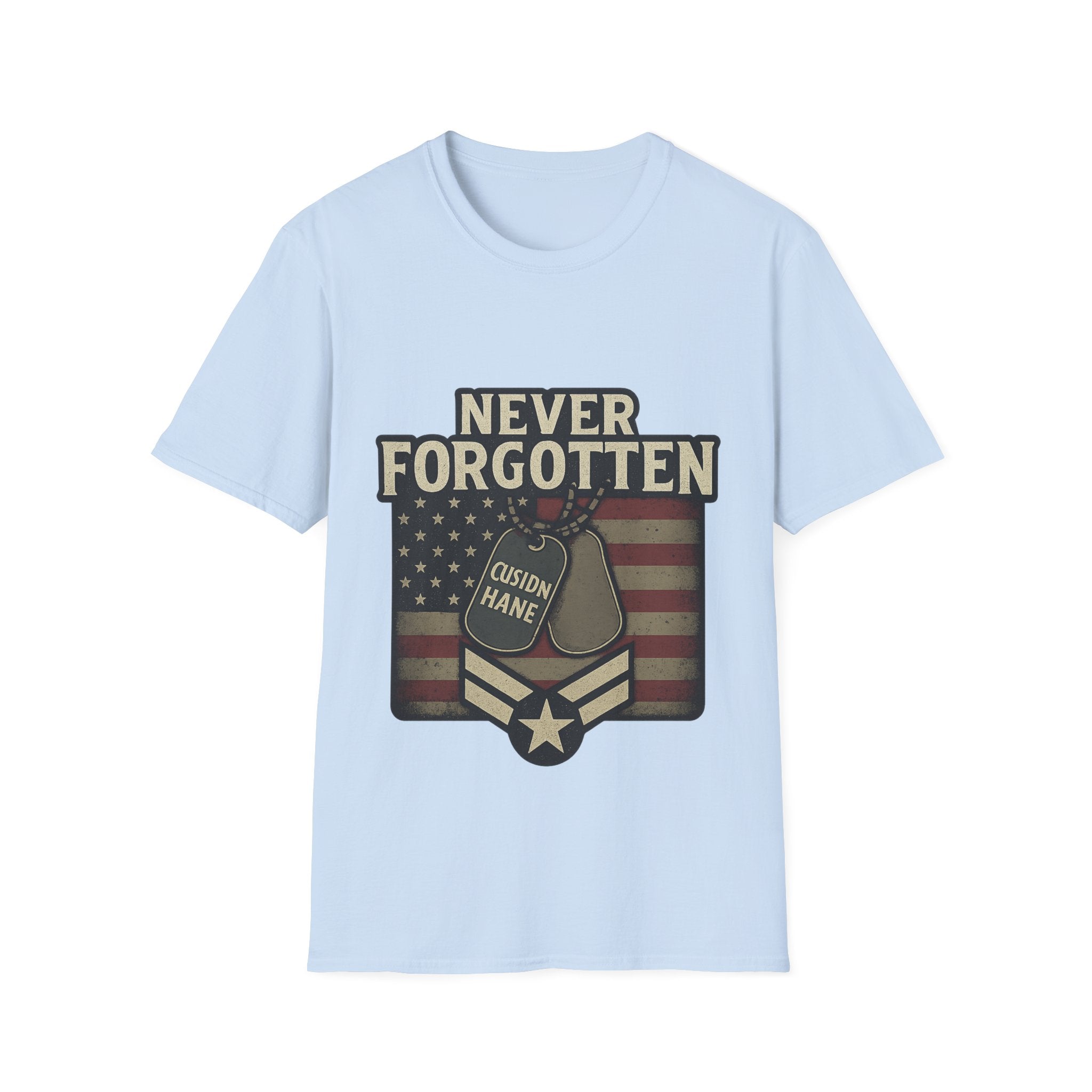 Never Forgotten Veteran Memorial Shirt Custom Name Military Tribute Tee Gold Star Family Gift Personalized Remembrance Tshirt