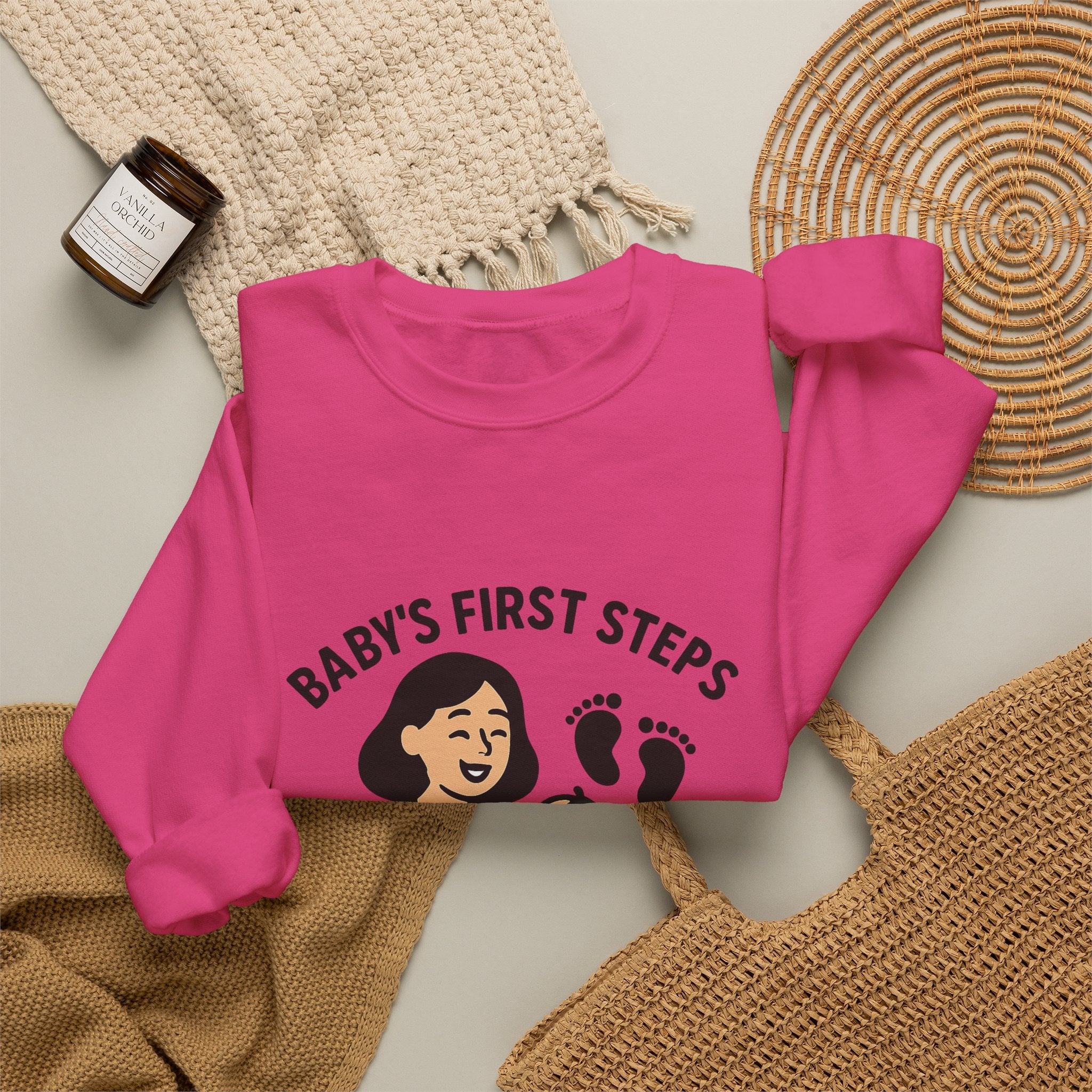 Baby's First Steps Sweatshirt, New Mom Gift, First Walking Milestone, Baby Footprint Shirt, Proud Mom Sweatshirt, Toddler Milestone