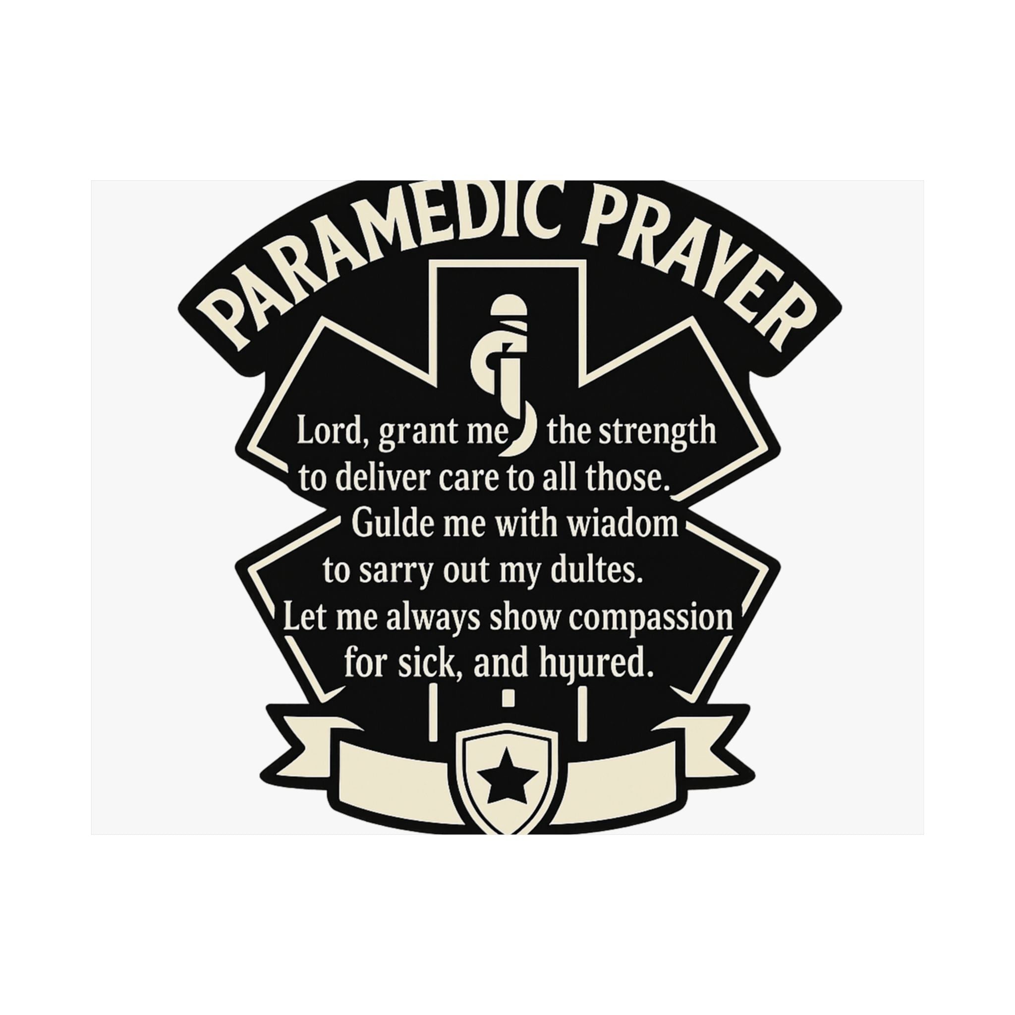 Paramedic Prayer Poster, EMS Gift, Star of Life Wall Art, Paramedic Graduation Gift, EMT Decor, First Responder Print, Thin White Line