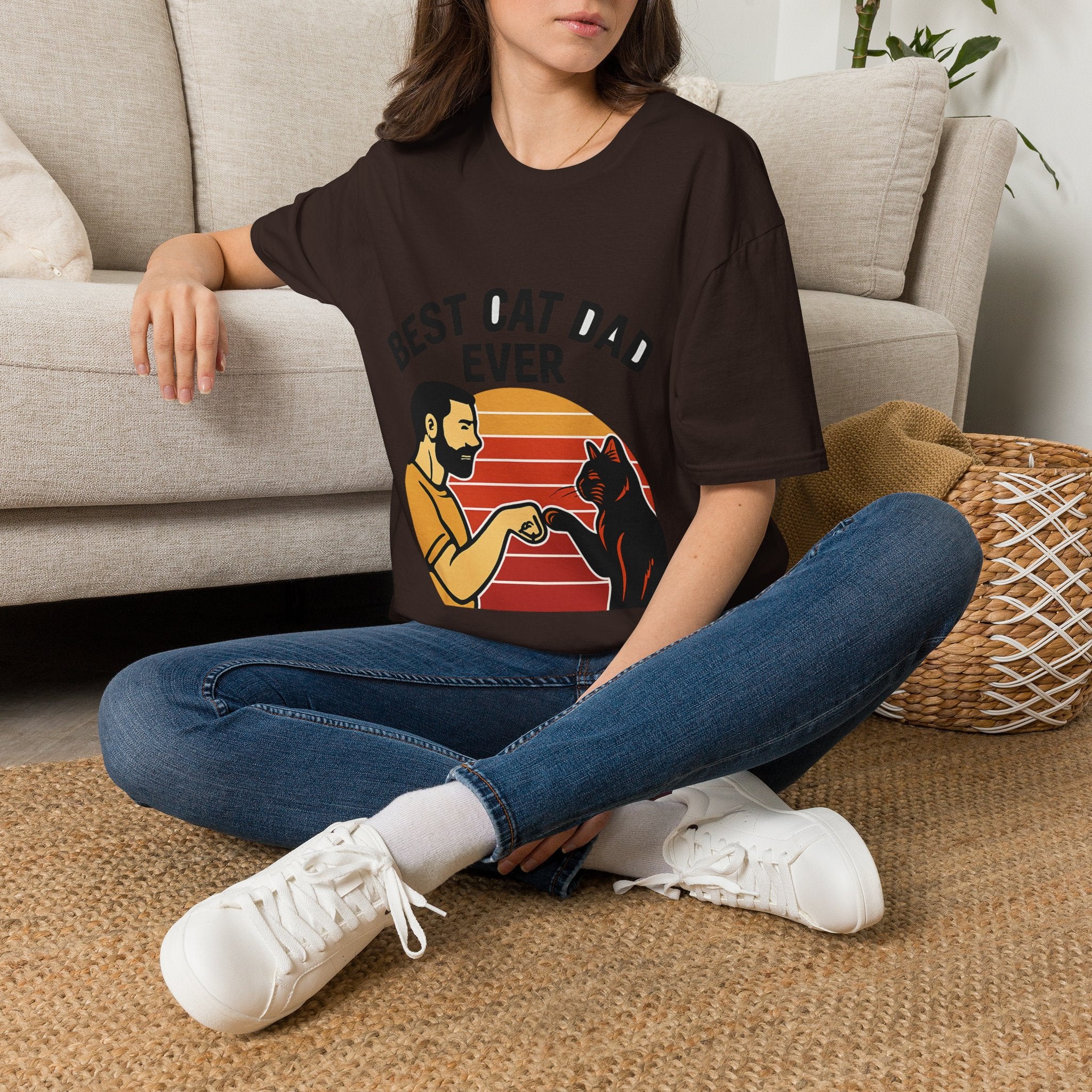 Best Cat Dad Ever Shirt Vintage Retro Cat Lover Gift for Men Father's Day Cat Owner Tshirt Funny Cat Dad Gift Retro Sunset Tee
