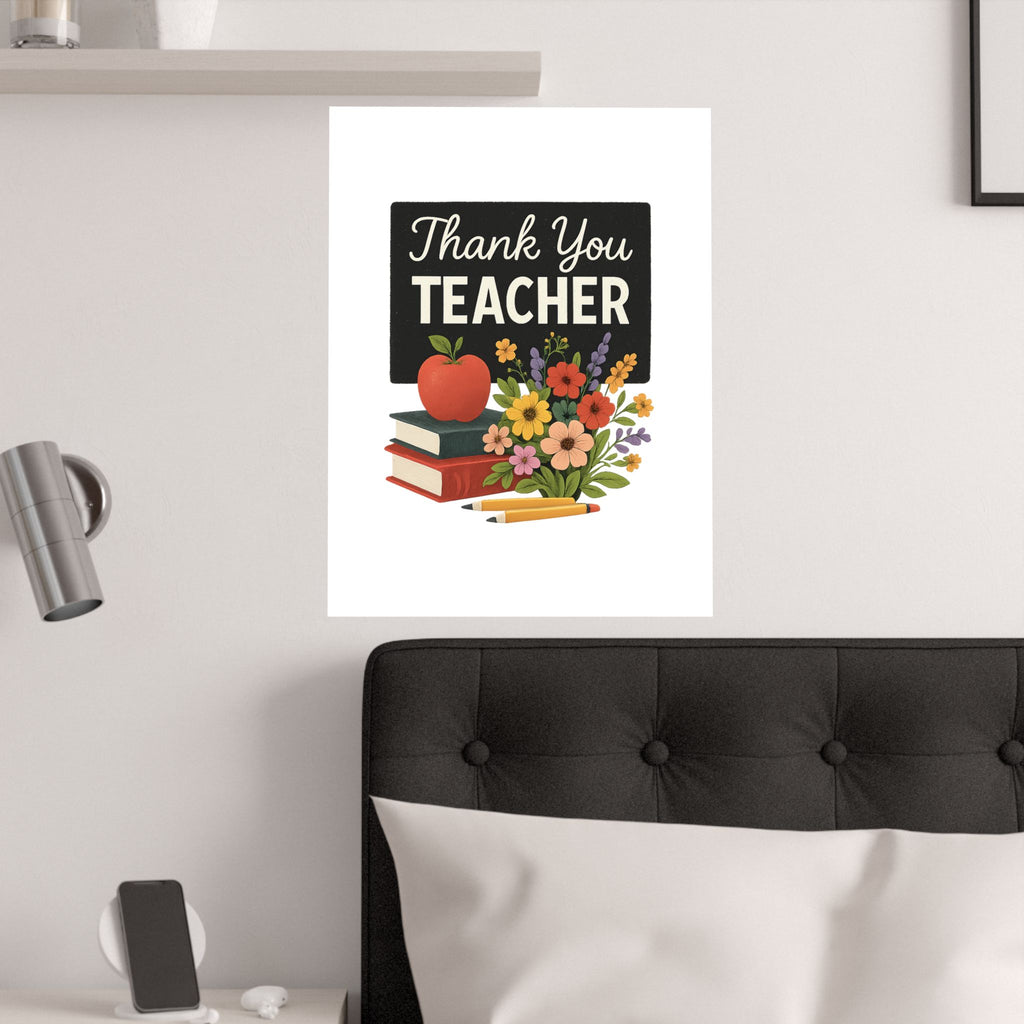 Thank You Teacher Gift Wildflower Watercolor Poster Classroom Wall Art Appreciation Print End of Year School Decor