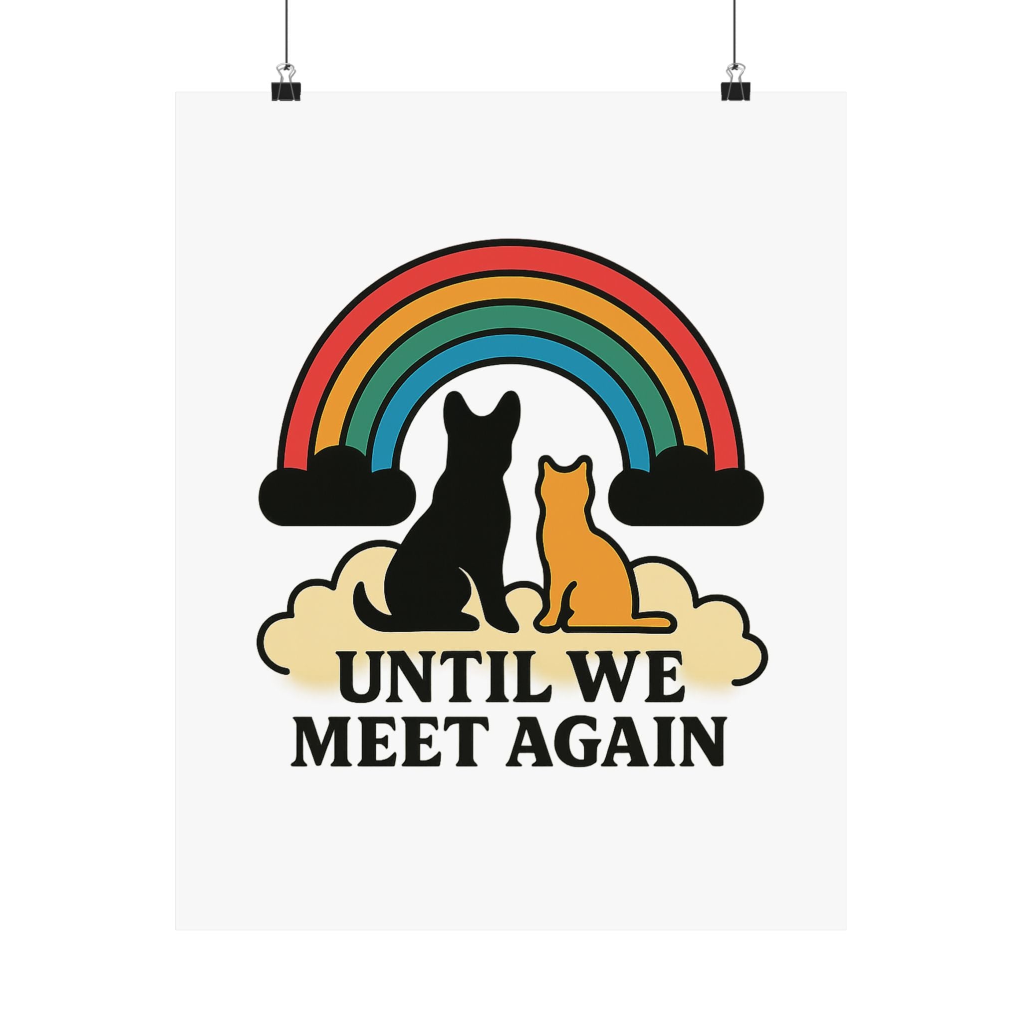 Rainbow Bridge Pet Memorial Poster, Dog Cat Loss Sympathy Gift, Until We Meet Again Pet Remembrance Wall Art, Pet Bereavement Print